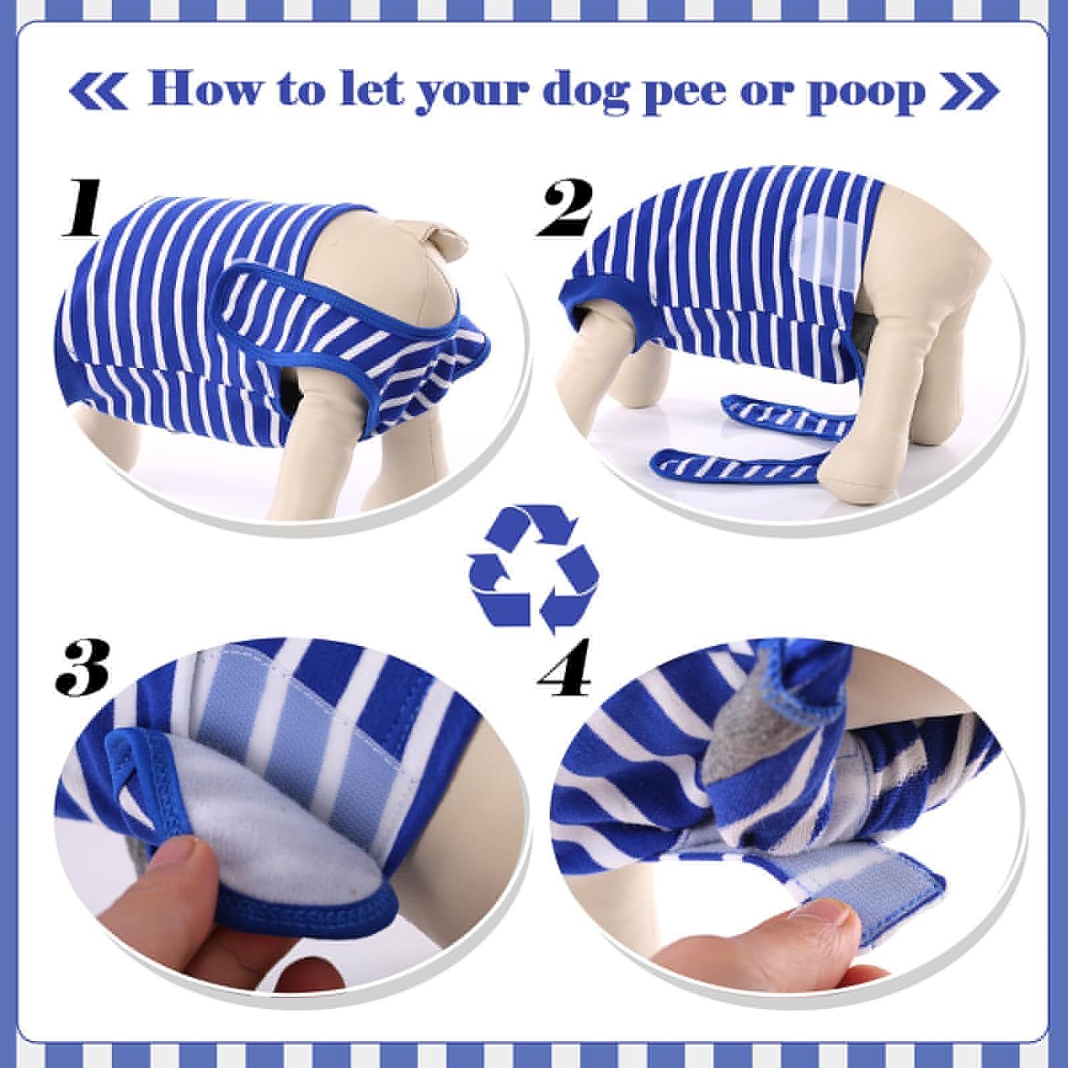 Dog Rehabilitation Surgical Clothing - Male and Female, Adjustable Anti Licking, Breathable and Comfortable, L, blue stripes — image 2