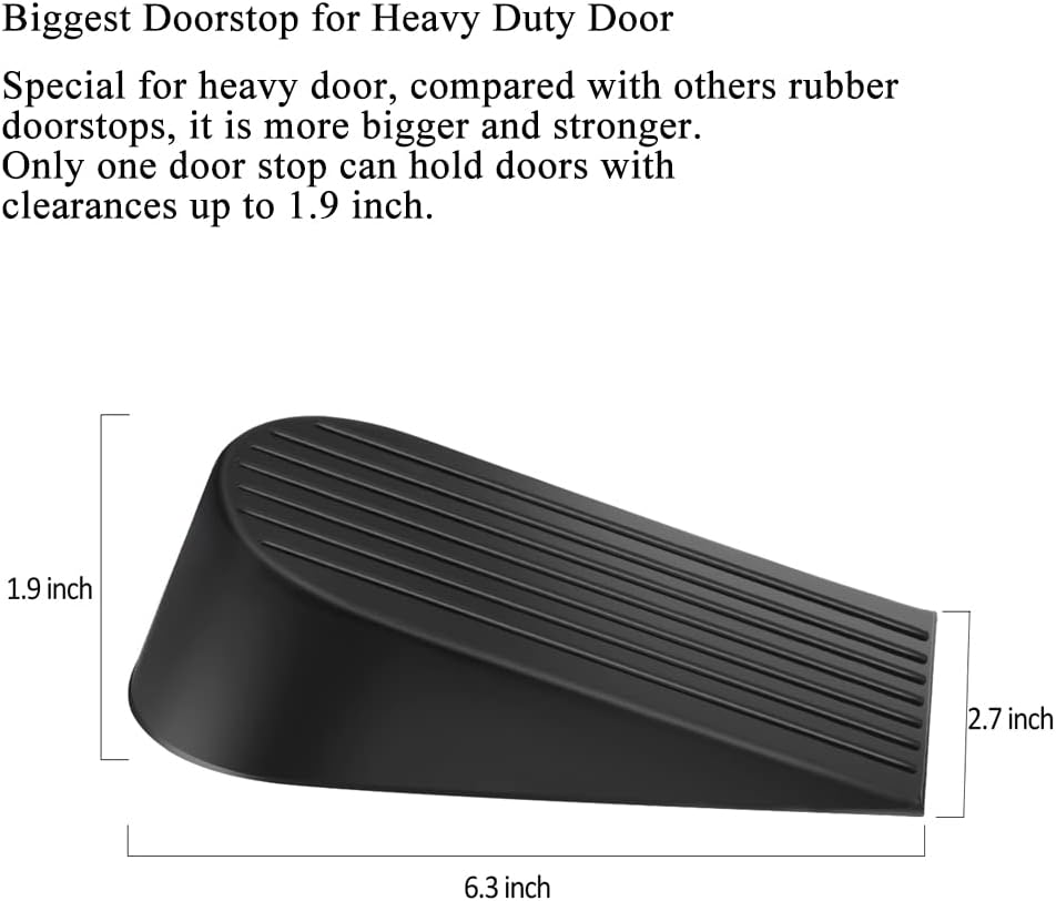 Big Door Stopper 2 Packs, Heavy Duty Wedge Rubber Door Stop Works on All Floor Surfaces, Non-Scratching Doorstops Special for Home Office School Heavy Door — image 2