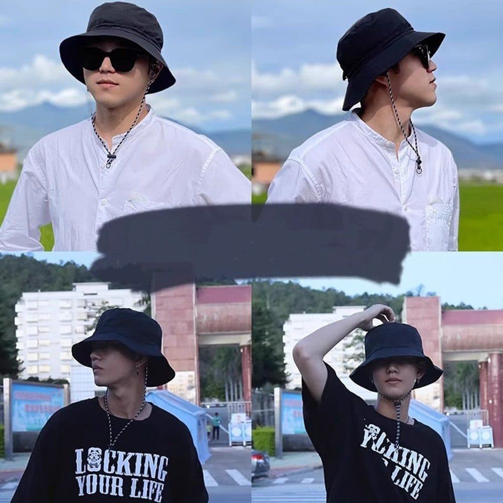 Foldable Waterproof Fisherman Hat Unisex Quick-Drying Sun Protection Summer Outdoor Hat, Dark Pink — image 4