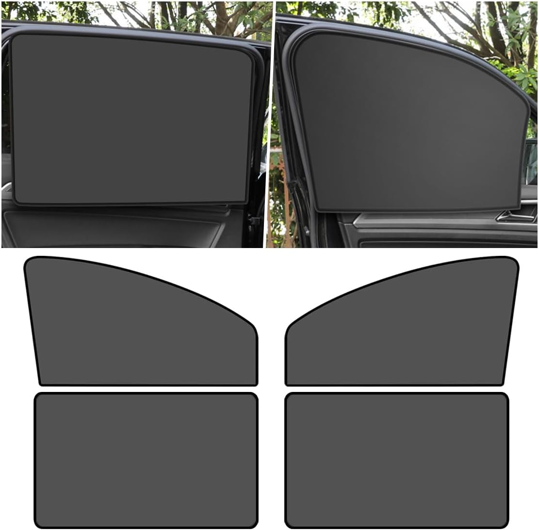 4PCS Car Side Window Sun Shades, Auto Window Sunshades Privacy Curtains Blackout with Magnetic, UV Rays, Heat Protection Stretch Car Window Covers for