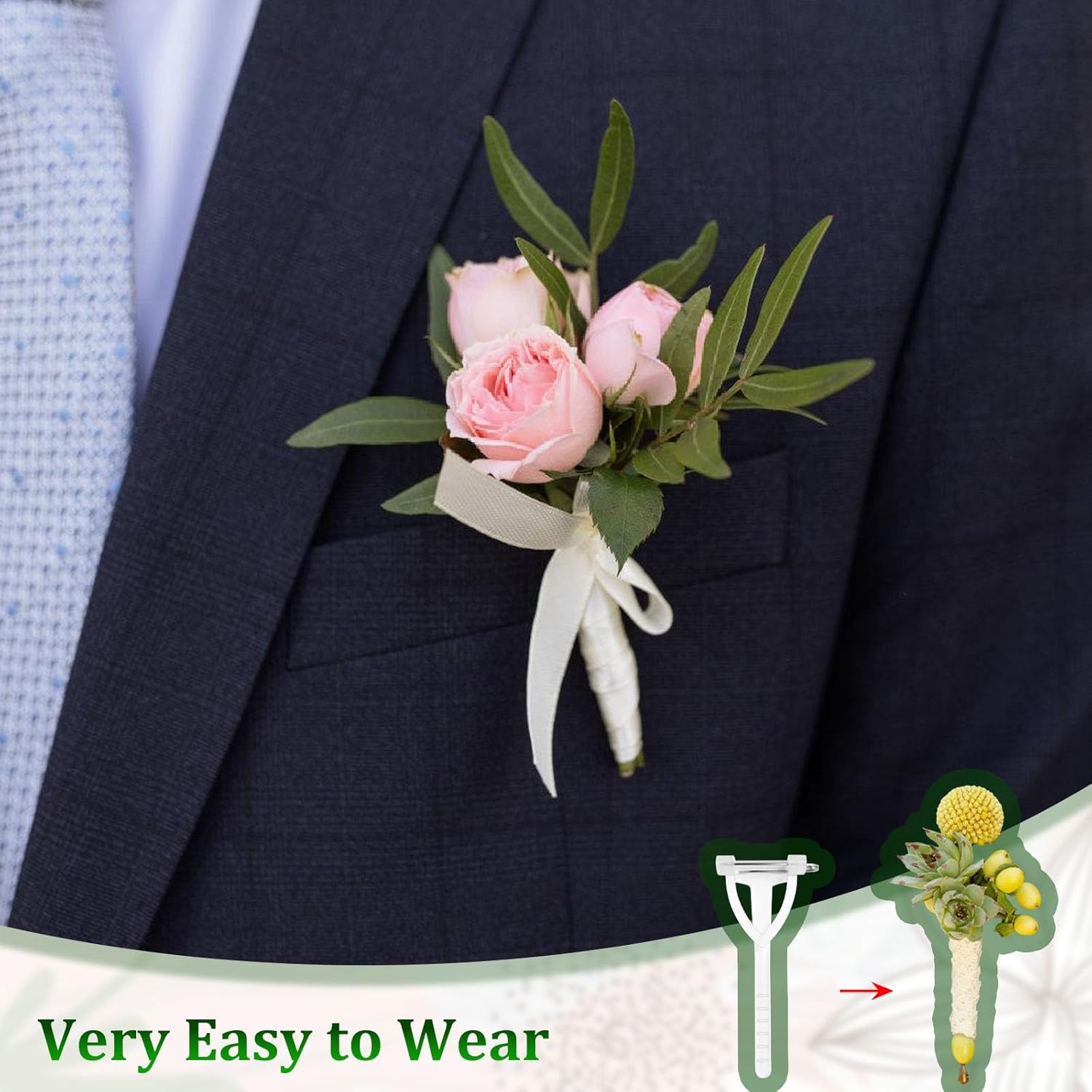 20Pcs Boutonniere Pins,Plastic Corsage Clips T-Shaped Boutonniere Clips for Weddings,Birthday,Festivals Floral Arrangement Fasteners for Suits,Formal — image 4