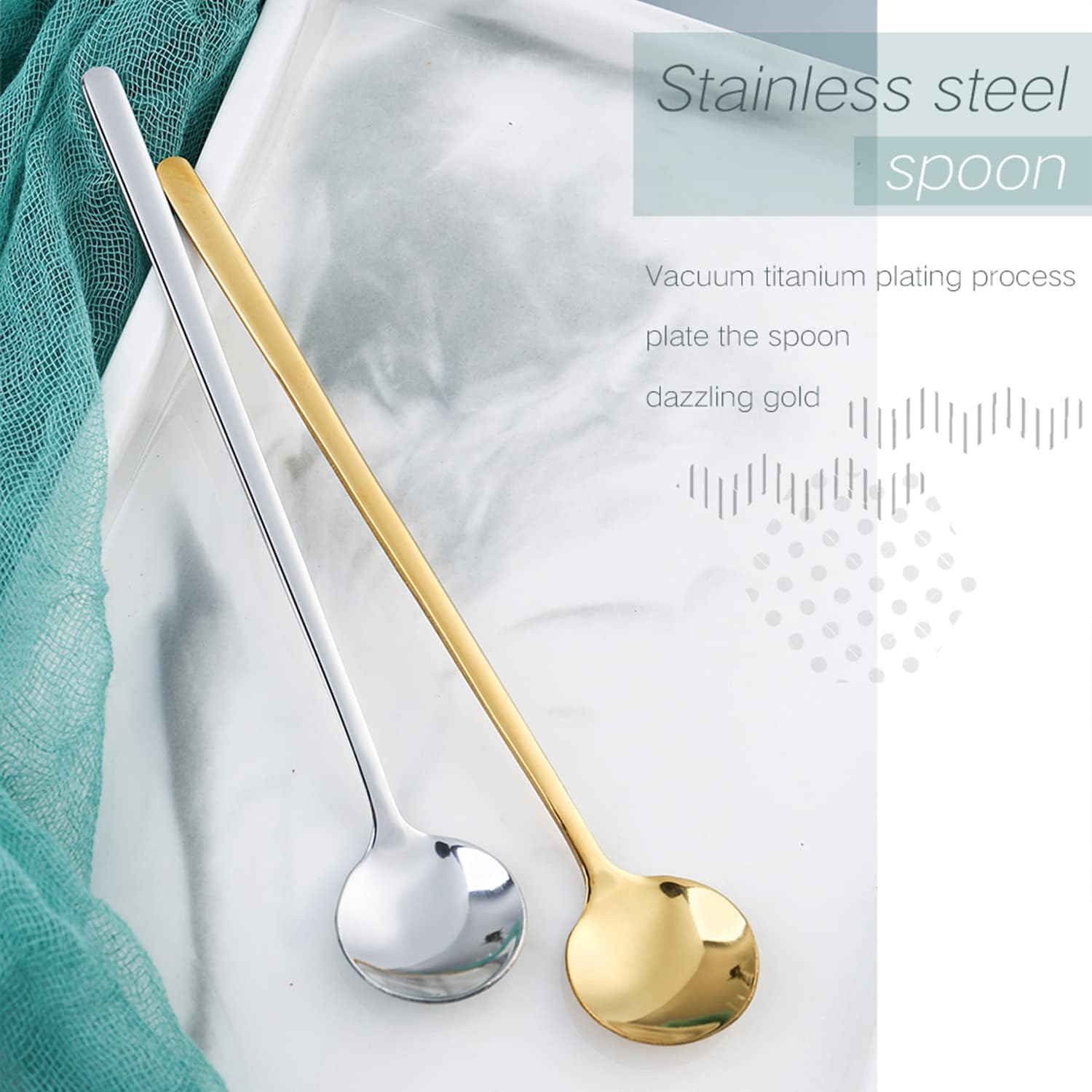 4 Pack Stainless Steel Coffee Spoon, 6.7 Inch Stirring Spoons, Cocktail Stirring Spoons for Coffee Tea Dessert Cake Ice Cream Cappuccino (Silver) — image 3