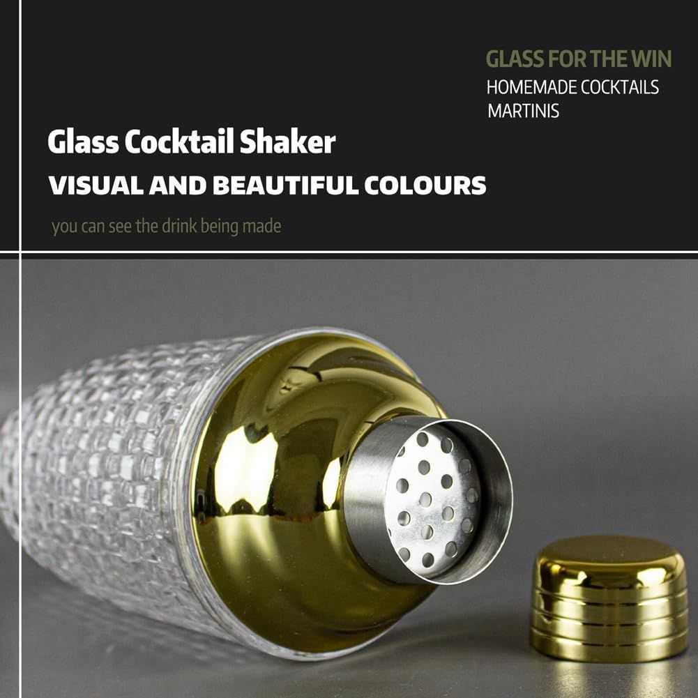 13Oz Glass Cocktail Shaker Set - Glass Shaker for Cocktails, Drink Shakers Cocktail and Cocktail Shakers Gold Easy to Use — image 4