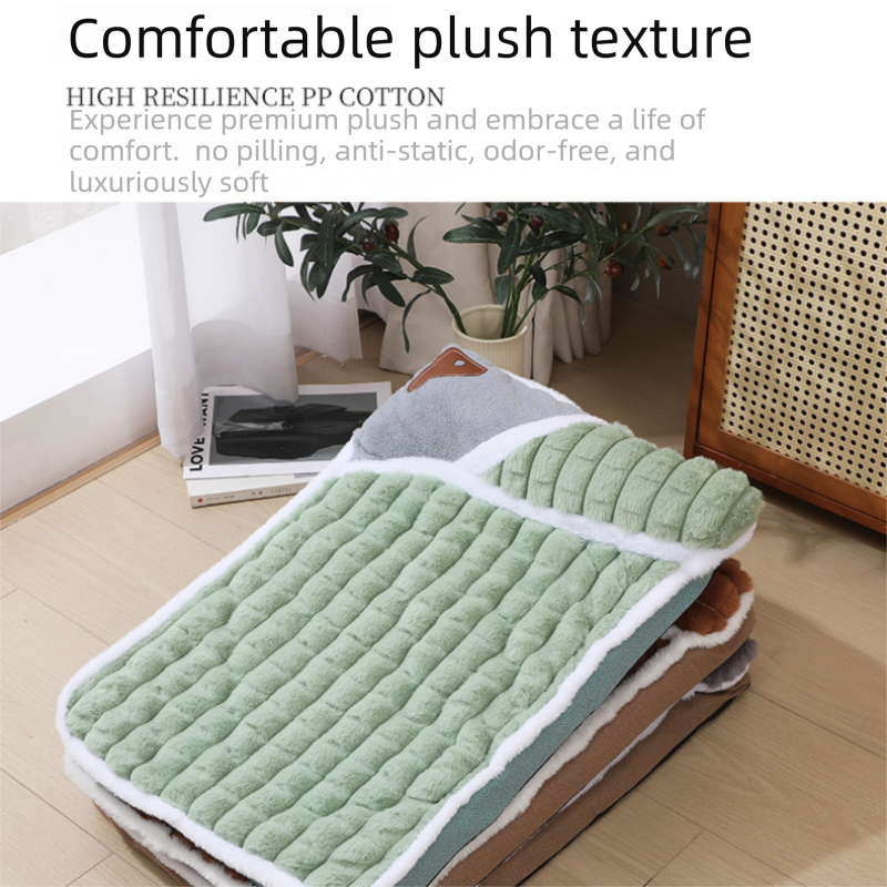 2-piece S size Green Pet Winter Comfort Bundle – 50 × 36cm Plush Pet Blanket and 40 × 25cm Thickened Pet Sleeping Bed Set for Dogs and Cats, Double-Sided Warm — image 5