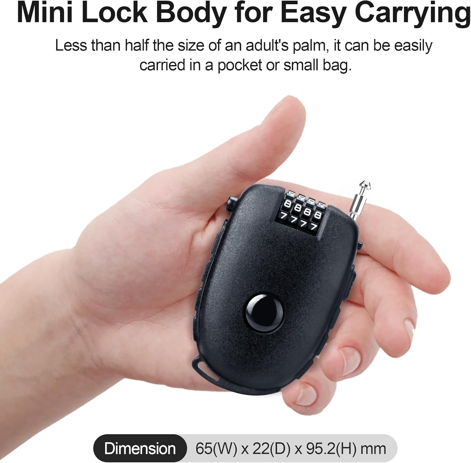 Snowboardslot - 4-position combination 27.5 inch - retractable cable lock - for snowboards, bikes, luggage, backpacks, scooters, suitcases - small โ image 3