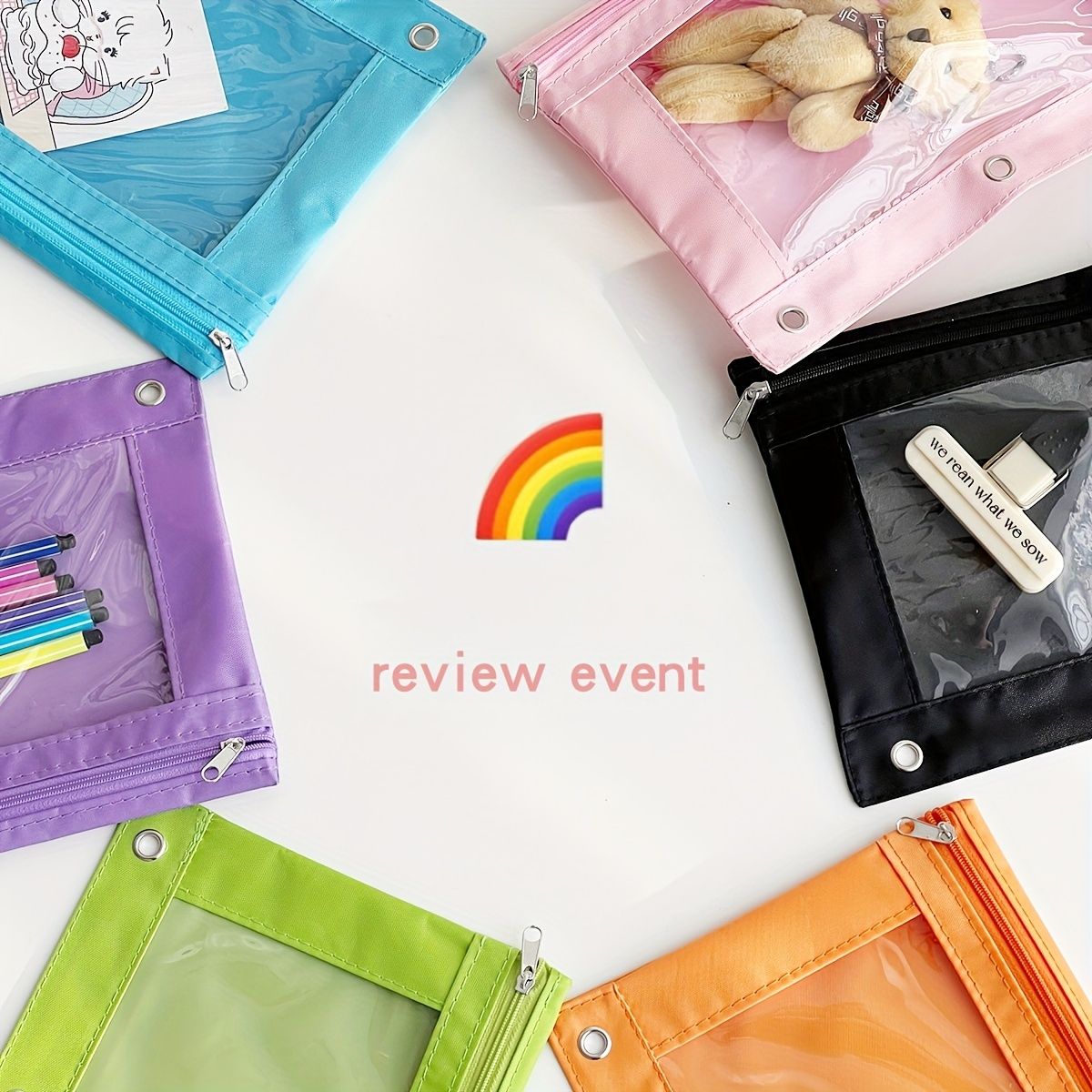 A 6-Color Oxford Cloth 3-Ring Binder Bag for Documents & Receipts, Includes Rainbow Additions and Lanyard for Storage, Set of 6 Colorful โ image 4