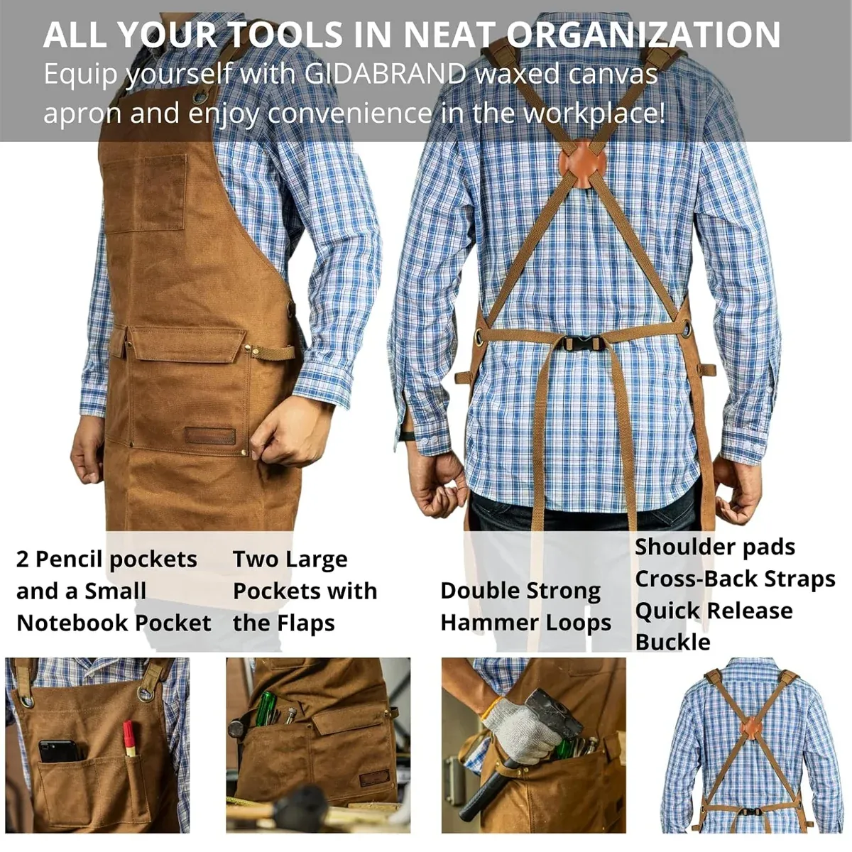 Multi-pocket Functional Apron for Tool Pockets for Workshop Garage Daily Work β image 4
