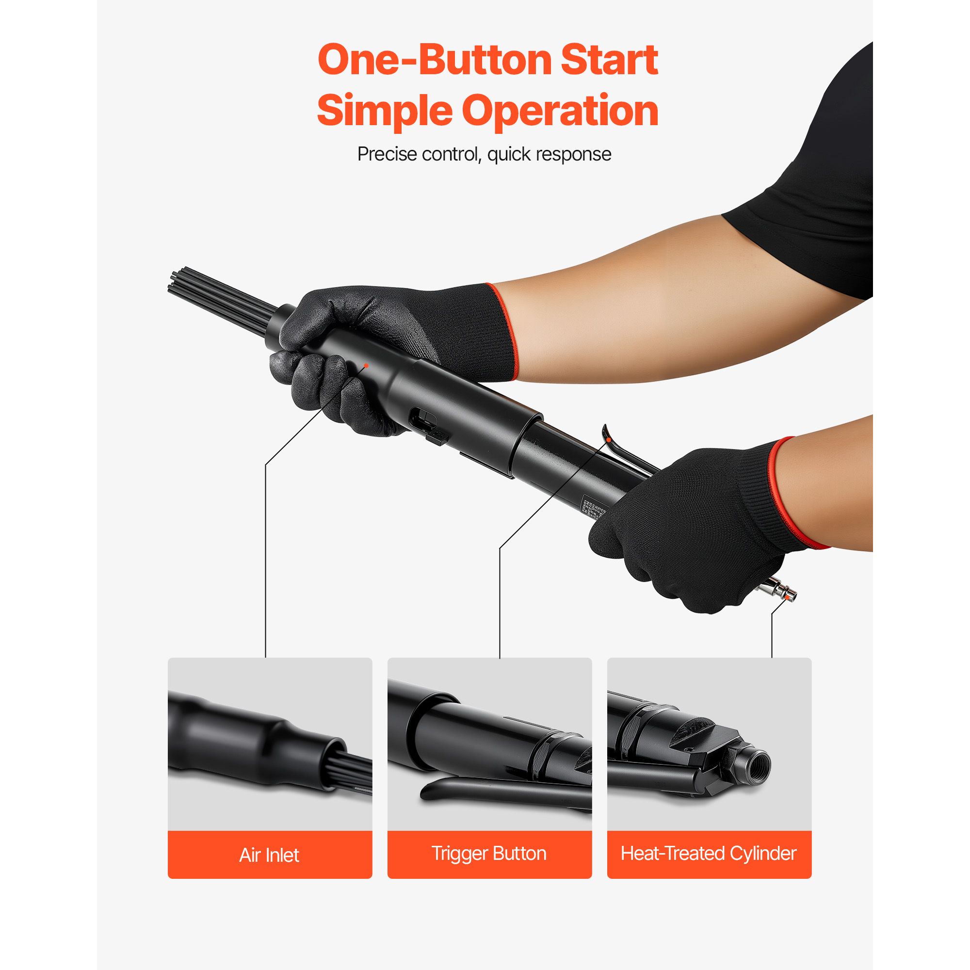 Air Needle Scaler, 3400BPM Pneumatic Scaler for Rust Paint Removal - with 3-Speed Adjustment, 19 Hardened Needles & 3 Air Nozzle Connectors - Lightweight — image 4