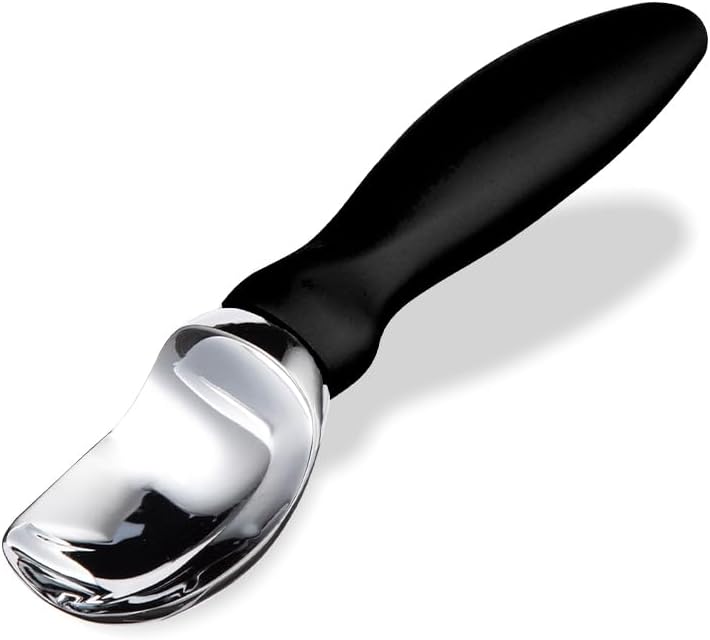 Ice Cream Scoop with Comfortable Handle, Professional Grade Scooper, Great for Spooning Frozen Hard Gelato and Sorbet, Melon-Black