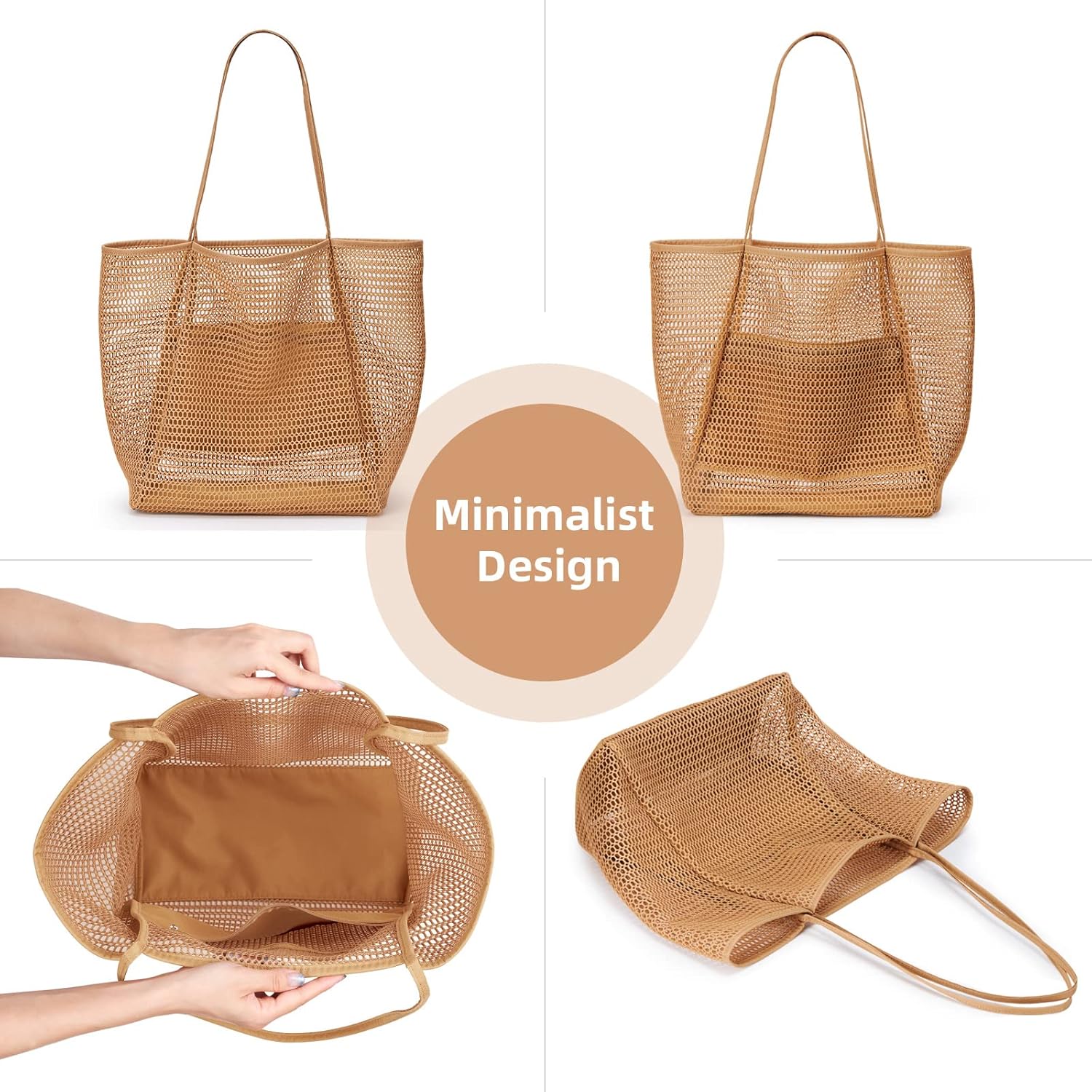 Oversized Beach Tote Bag, Semi Mesh Tote Bag Foldable MAX 35L Laundry Tote Bag For Beach Picnic Laundry Vacation โ image 6
