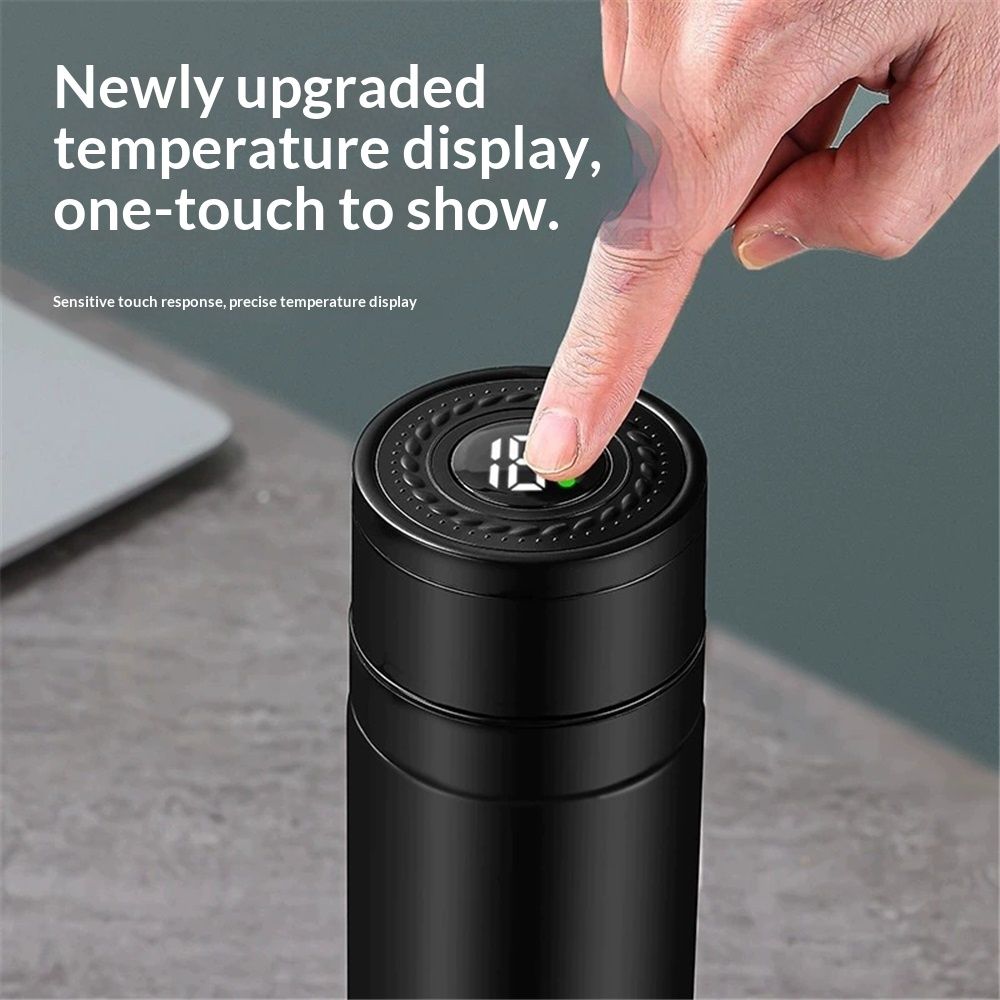 Smart water bottle made of stainless steel, travel mug with intelligent LCD touch screen, insulated or refrigerated, portable travel tea and coffee thermos for — image 2
