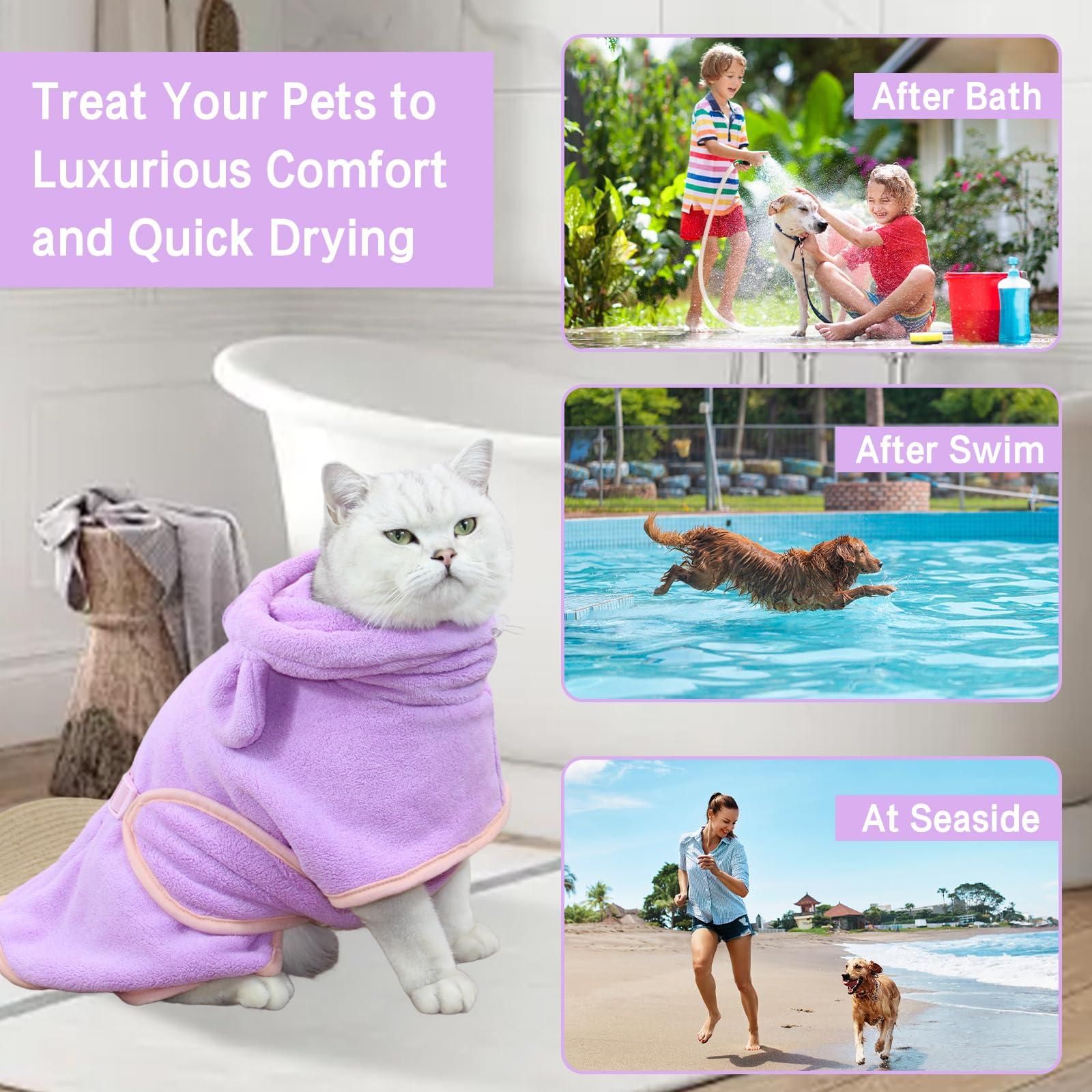 Pet Bathrobe Hooded Quick Dry Green - M — image 3