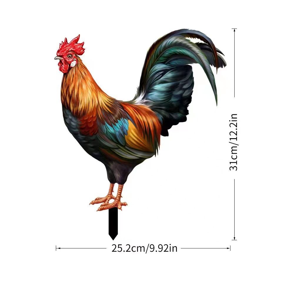 Metal Garden Statues Sculptures Decorative Garden Stakes Yard Chicken Decorations Metal Standing Animal Sculpture for Backyard — image 2