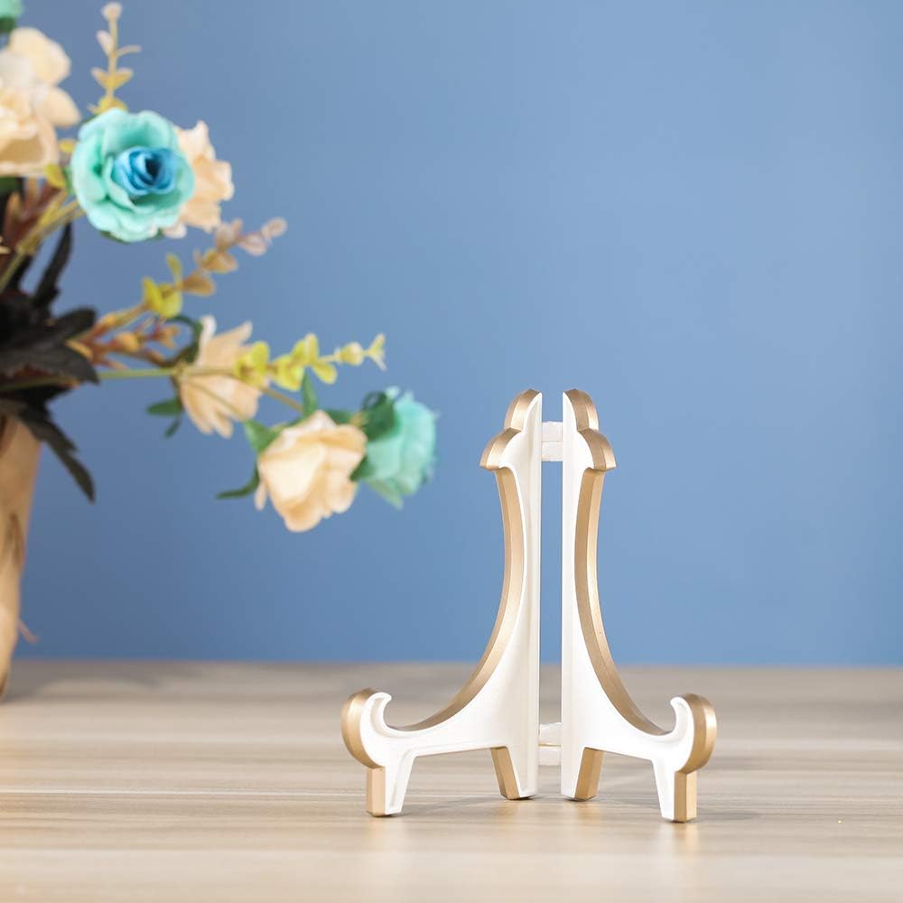 2 Pack 5inch White Gold Thicken Acrylic Easels Display Stand Plate Stand Holder display Pictures Frame,Decorative Plates, and Artworks — image 3