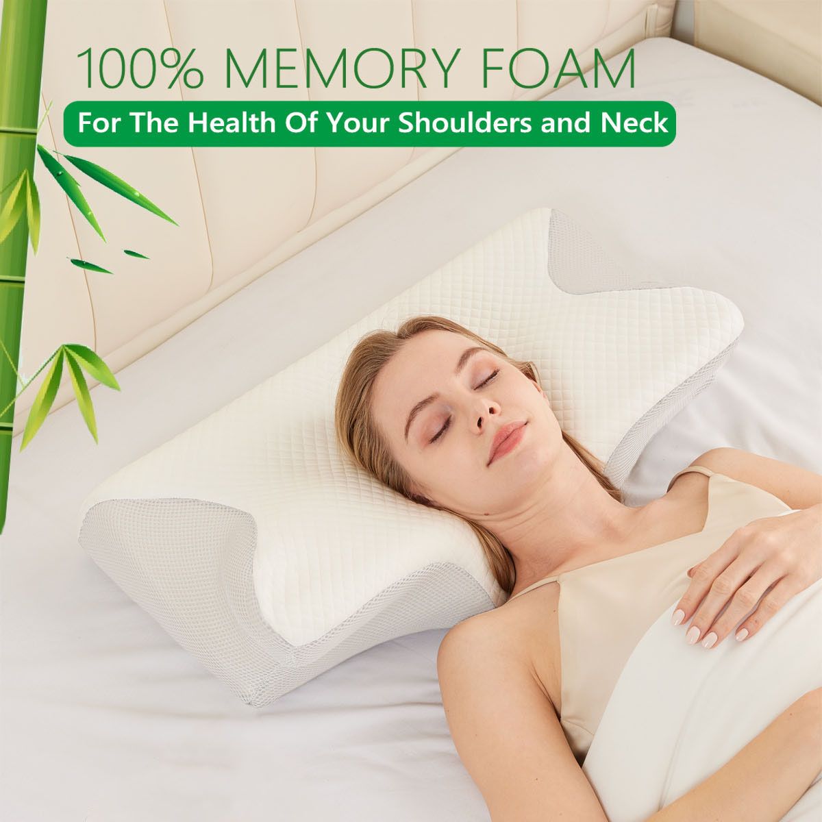 Cervical Neck Pillow for Neck Pain Relief, 2 in 1 Ergonomic Orthopedic Bed Pillow for Sleeping, Memory Foam Pillows for Side, Back & Stomach Sleepers with
