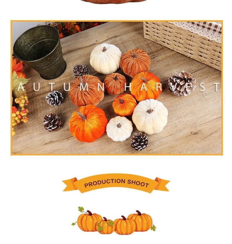 Soft Flocked Artificial Pumpkin Decor, Halloween & Christmas Home Display Ornaments, Great For Holiday Photo Shooting, Cream White 8cm — image 4