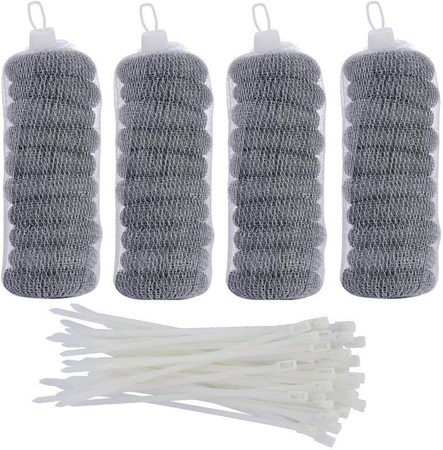40 Pieces Lint Traps Stainless Steel Washing Machine Lint Snare Traps Laundry Mesh Washer Hose Filter with 40 Pcs Cable Ties