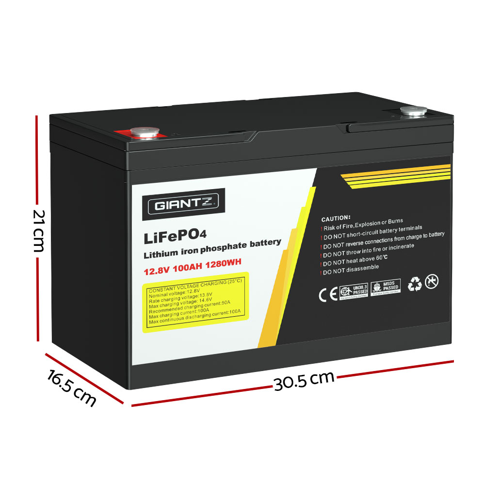 Giantz 12V 100Ah Lithium Battery LiFePO4 Deep Cycle Box Solar Caravan Camping — image 2