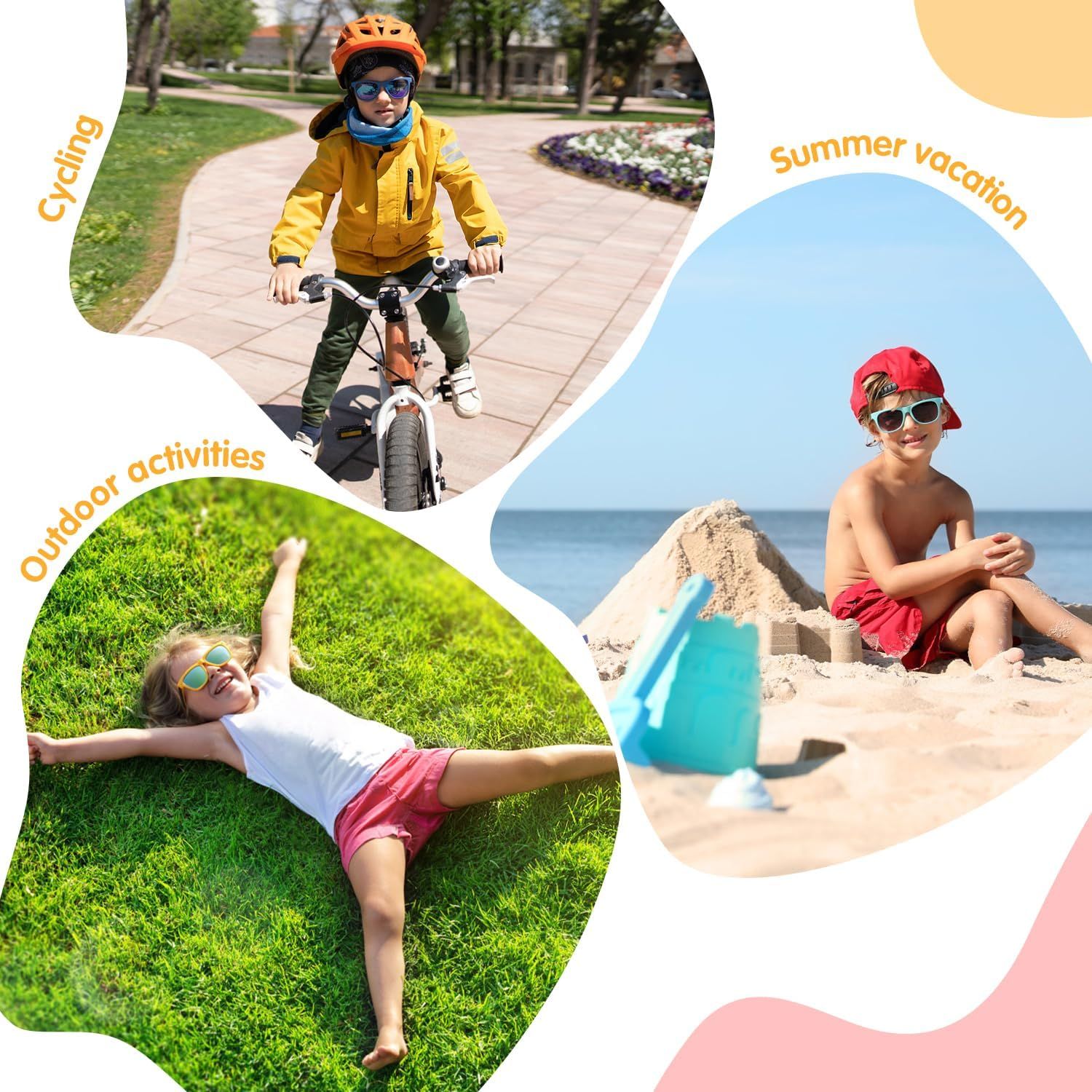 3 Pack Kids Sunglasses Set, Colourful Outdoor Eyewear for Dress Up, Parties, Holidays, Photography and Everyday Play — image 3