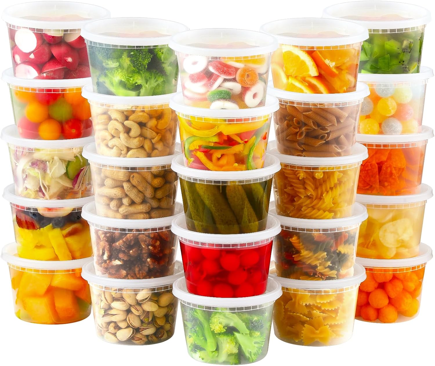 24 Sets 16 oz Plastic Deli Food Containers With Lids, Airtight Food Storage Containers, Freezer/Dishwasher/Microwave Safe, Soup Containers For Takeout Meal