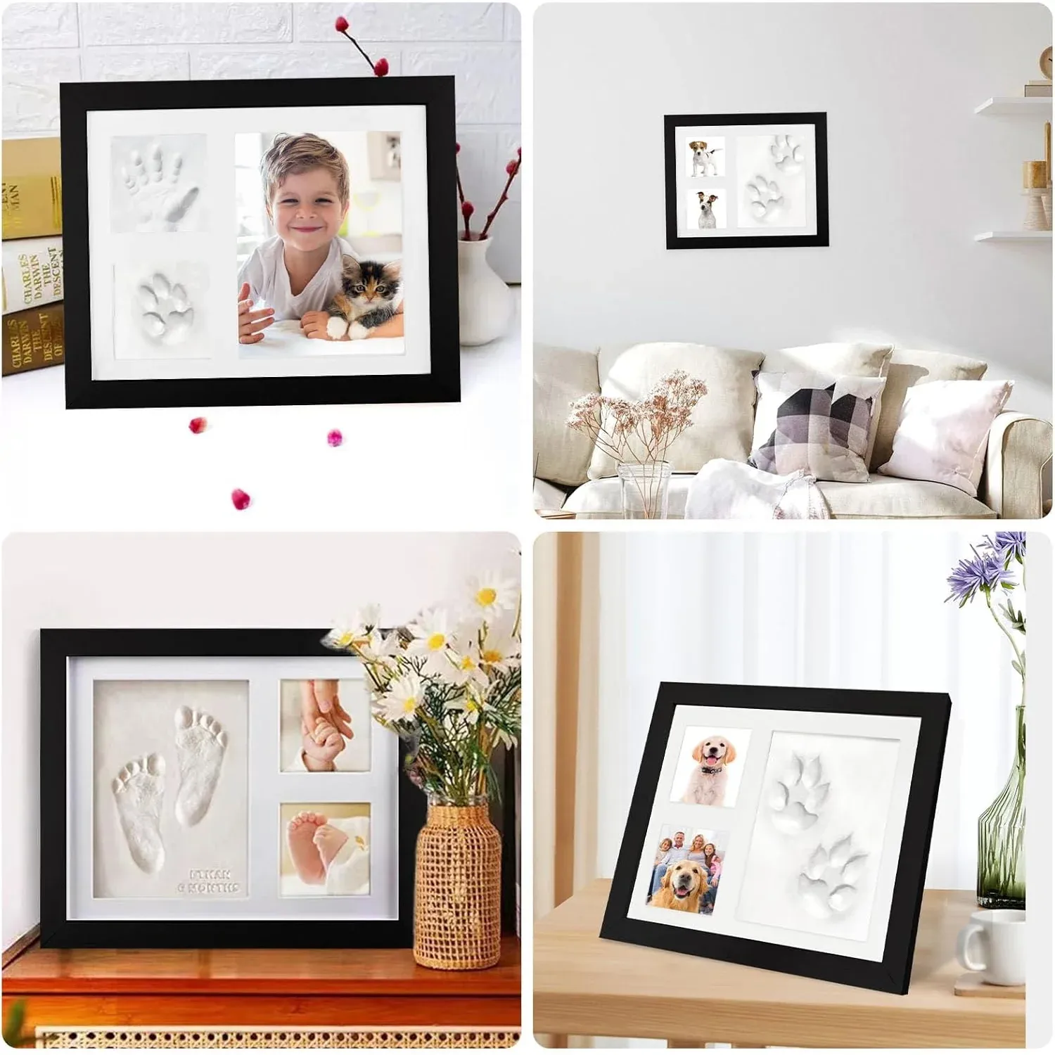 Keepsake DIY Handprint Footprint Photo Frame Kit for Pets or Memories - White — image 5