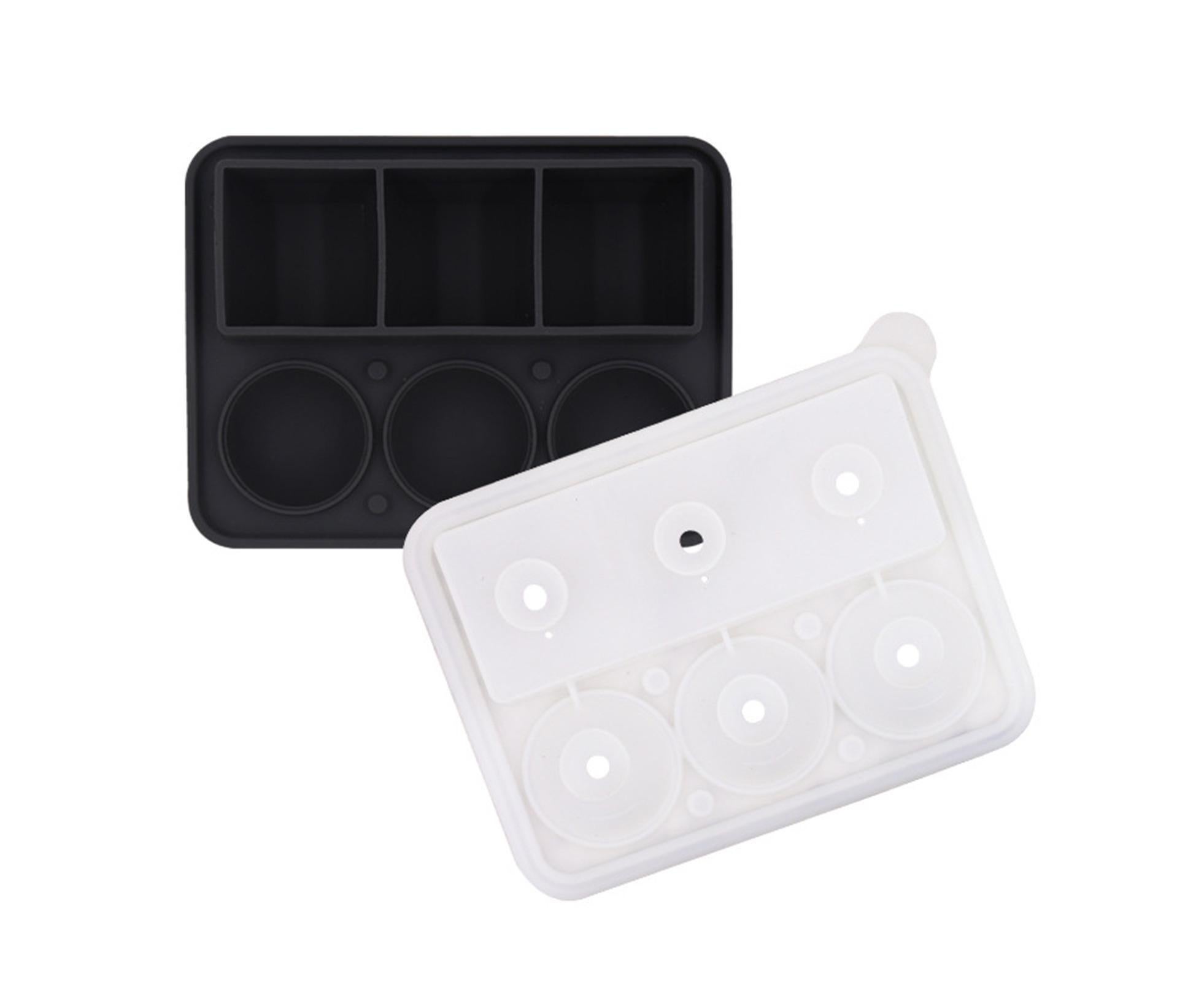 Ice Cube Mold Food Grade Quick Release Silicone Funnel Design Ice Ball Mold for Whiskey-Black