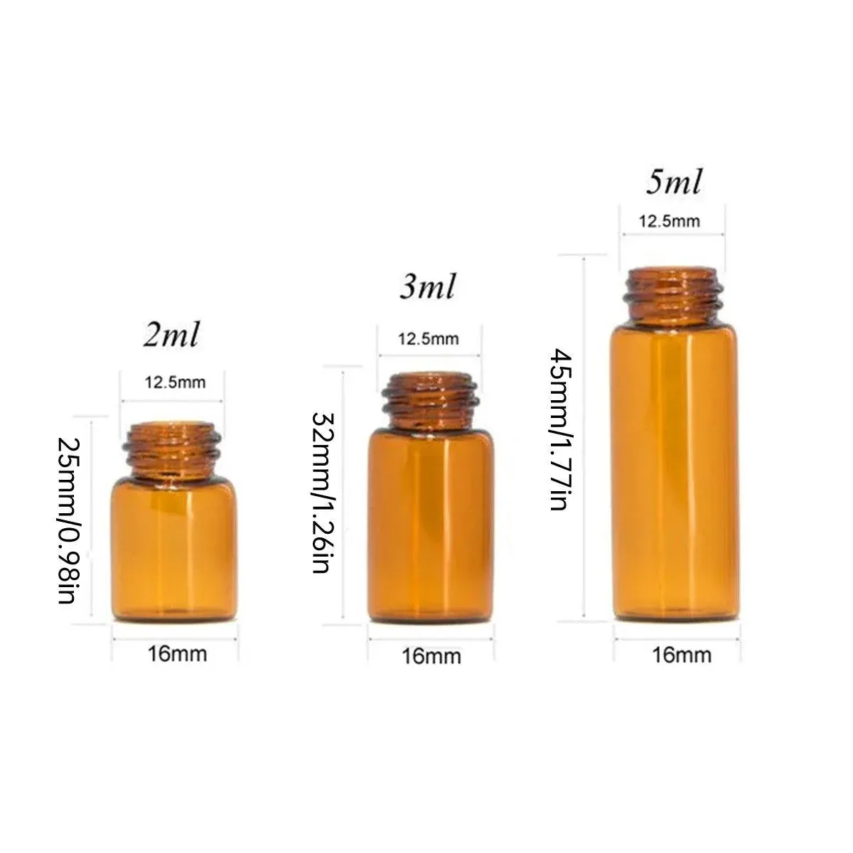 5pcs 2ml-5ml Amber Glass Orifice Reducer Bottles Sample Vial Dram Essential Oils - 2ml — image 4