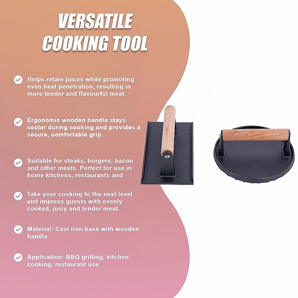 BBQ Steak Press with Handle Heavy Duty Grill Tool — image 5