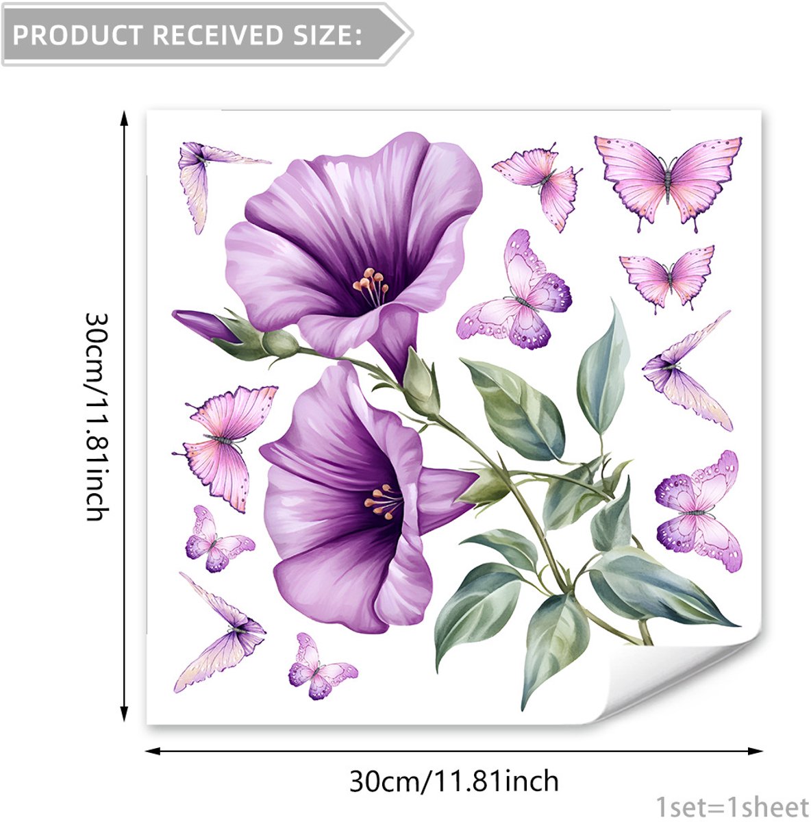 Static window sticker - Wall decoration - 30 × 30cm - flower plant - PVC - D — image 3