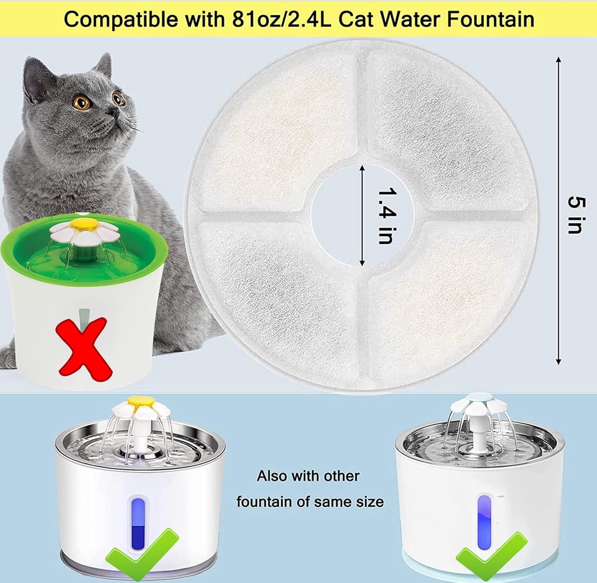 12 Pieces - Drinking Fountain Filters Refills - Water Fountain Filters - Drinking Fountain Filters - Replacement Filter Cat Fountain - Drinking Filter โ image 4