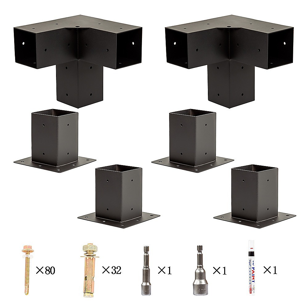 Roof Pergola Gazebo Shed Matte Black Steel Brackets DIY Kits — image 6