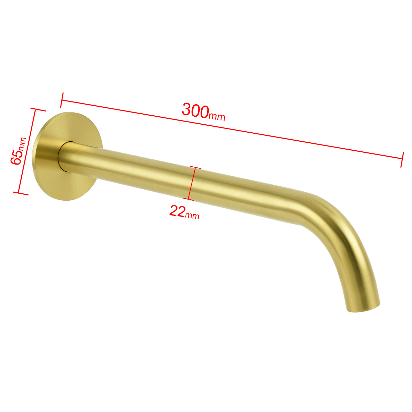 Bathroom 300mm Long Wall Mounted Extention Bath Tub Filler Spout Brushed Gold โ image 2