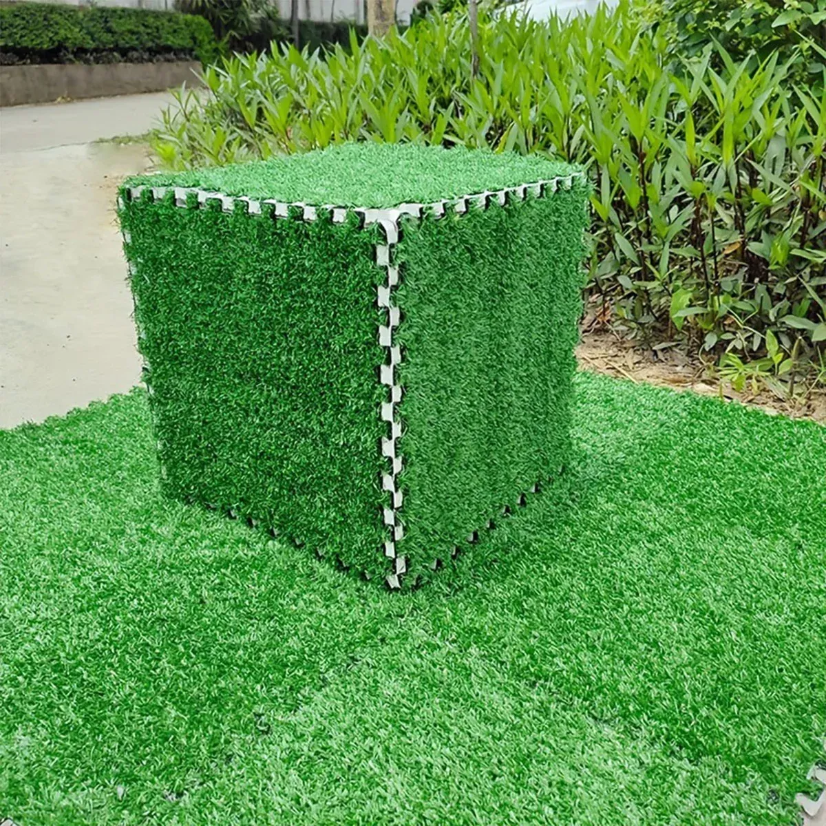 Artificial Grass Mat 12PCS Turf Floor Carpet Green Interlocking Tiles For Garden โ image 5
