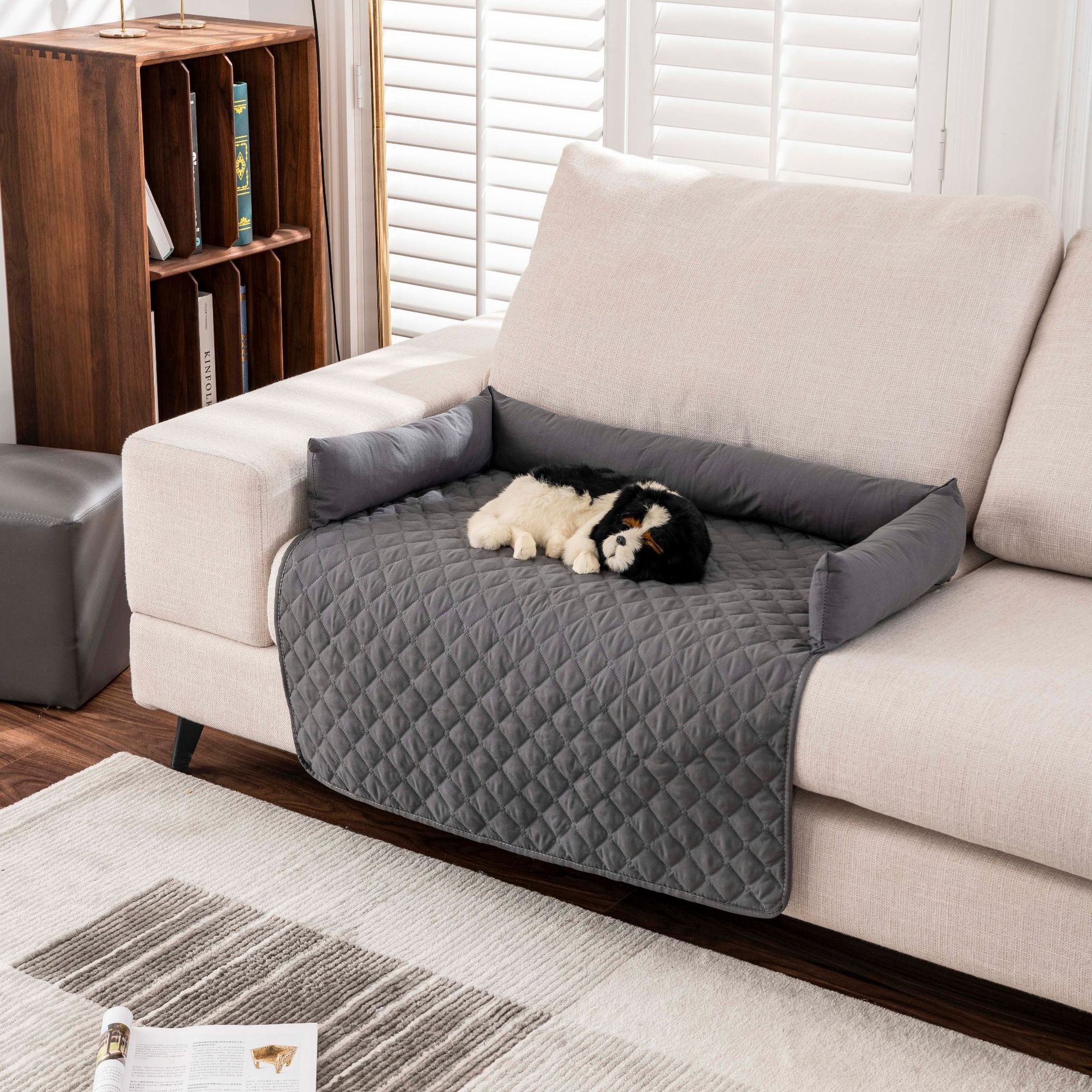 75 × 75CM Brown Waterproof & Scratch-Resistant Pet Sofa Protector Mat with Pillow | Cat & Dog Bed, Washable, All-Season — image 3