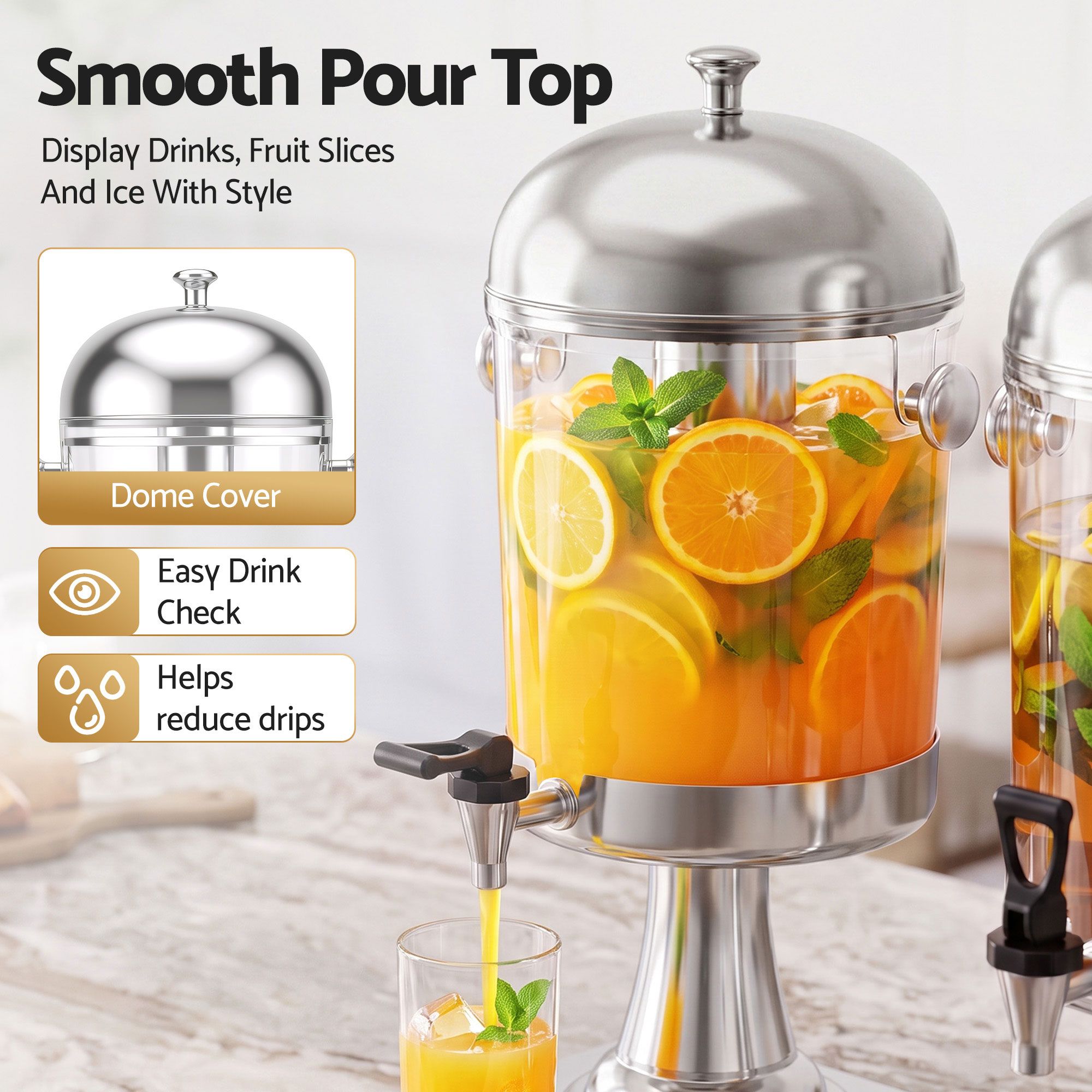 5-Star Chef 16L Dual Tank Juice Dispenser Drink Beverage Server Ice Tubes — image 6