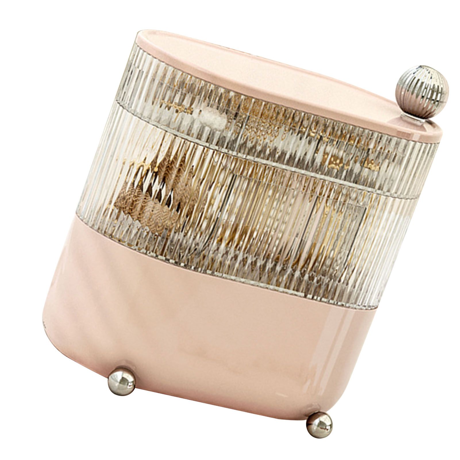Desktop Storage Box 3 Tier Rotating Divided Organizer for Jewelry Data Cable Cosmetic Cream Pink โ image 3