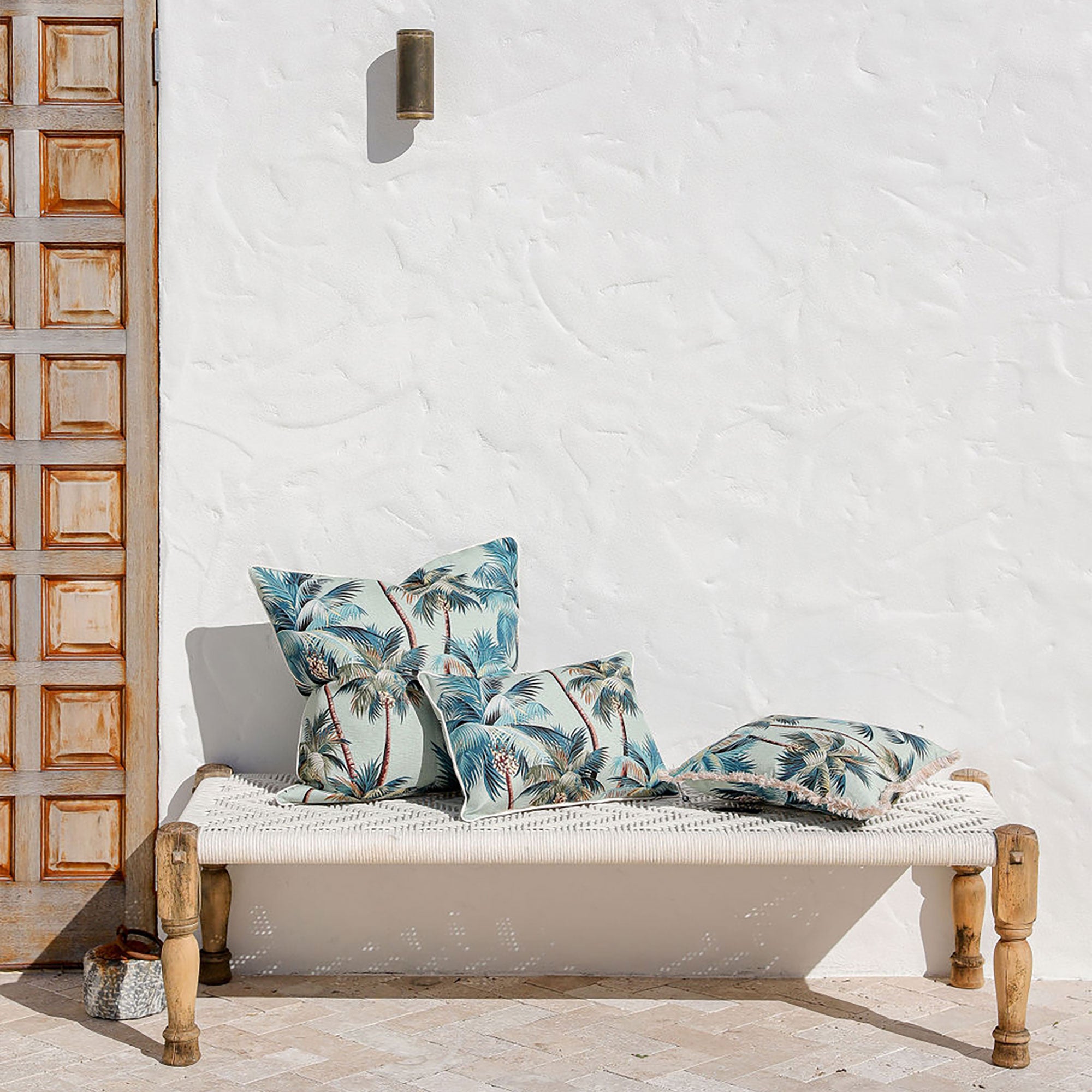 Cushion Cover-Coastal Fringe-Palm Trees Seafoam-45cm x 45cm — image 2