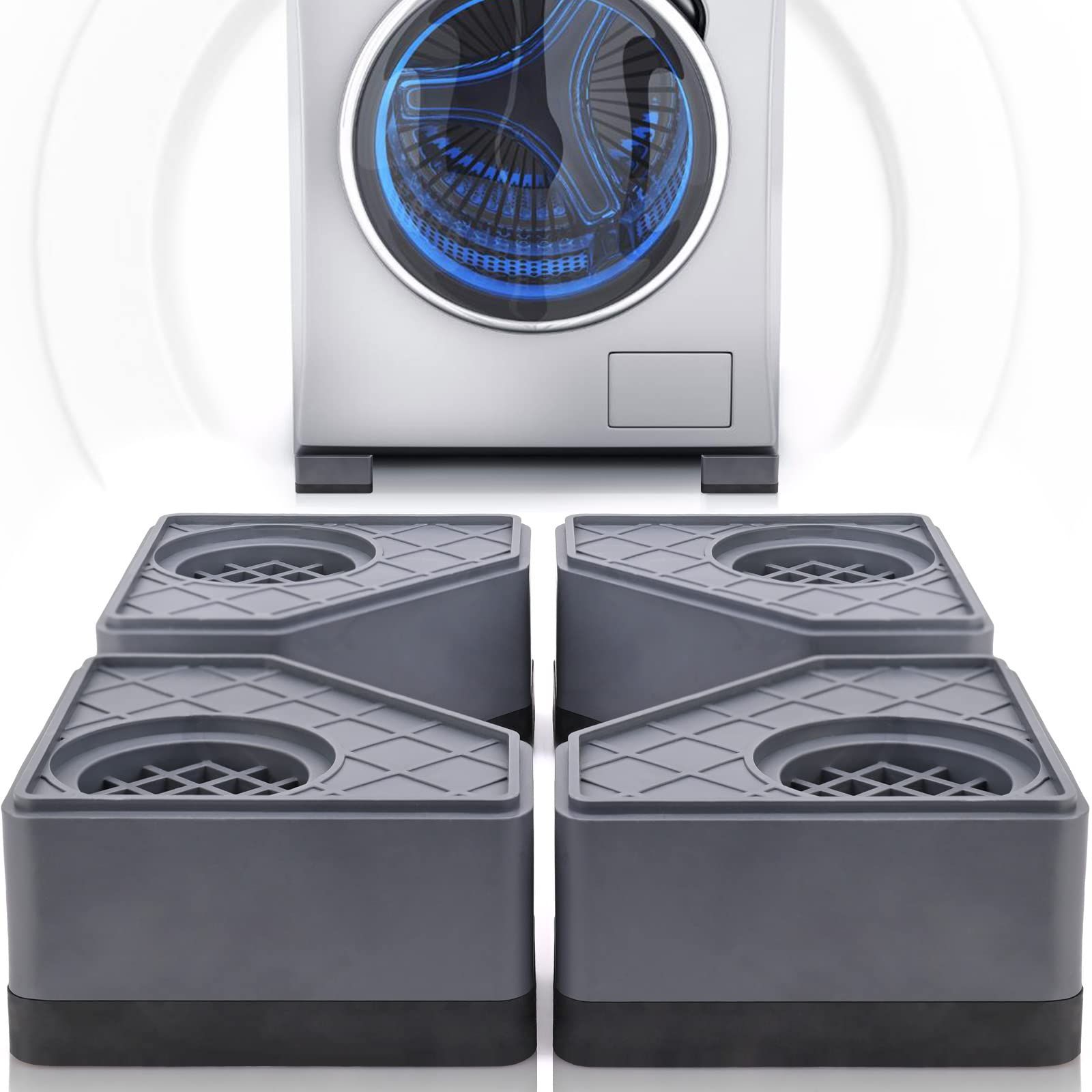 Washing Machine Foot Pads, Non Slip Shock and Noise Cancelling Mat for Washer and Dryer Machine Support Protects Set of 4
