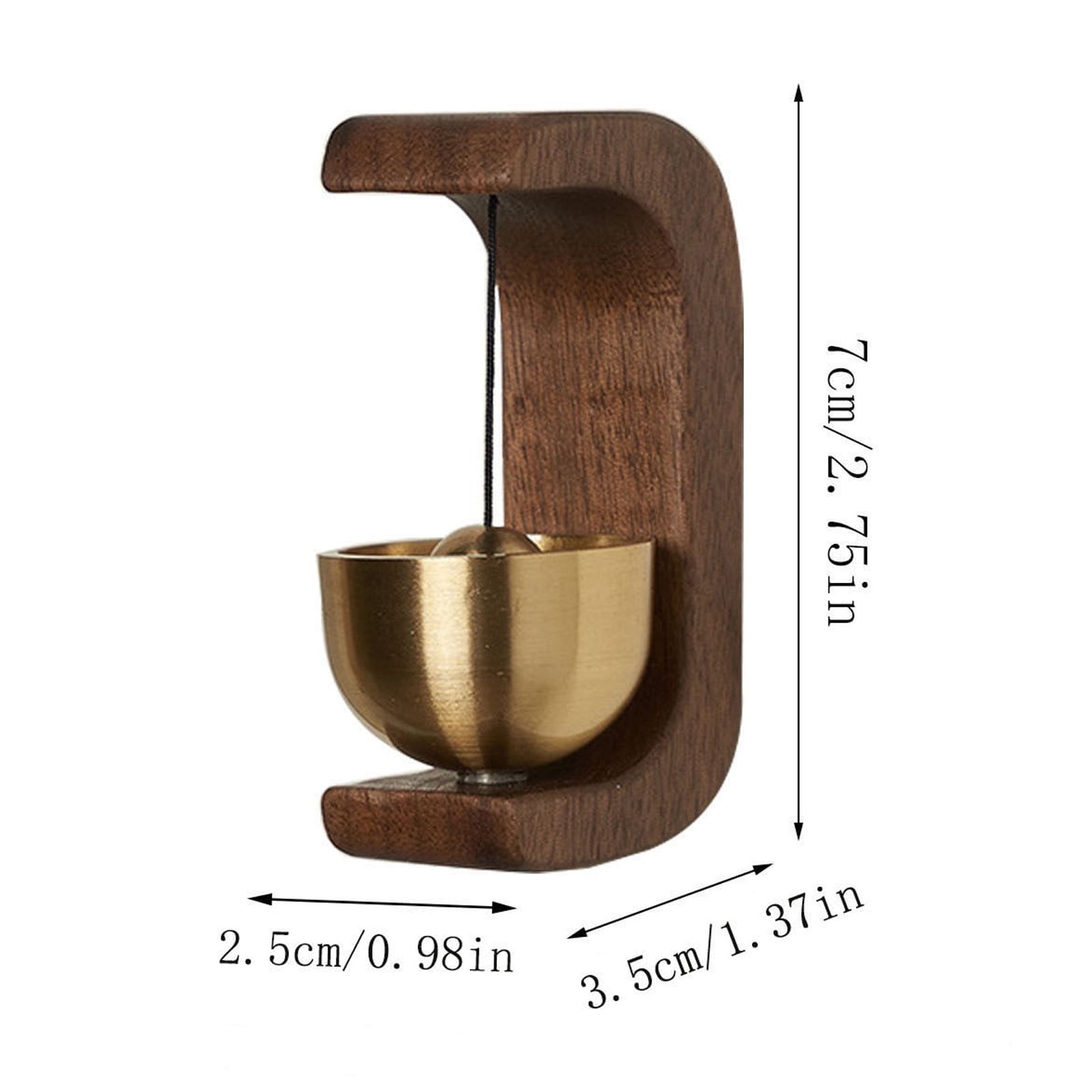 Magnetic Wooden Doorbell Chime with Brass Bell, Shopkeeper Style Entry Alert for Doors, Shops and Home Entrances, Brown — image 3