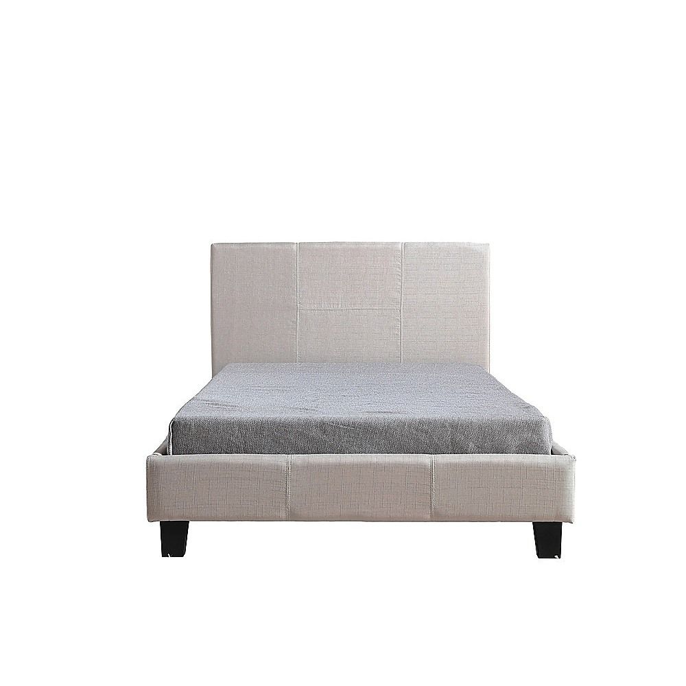King Single Linen Fabric Bed Frame Beige โ image 6