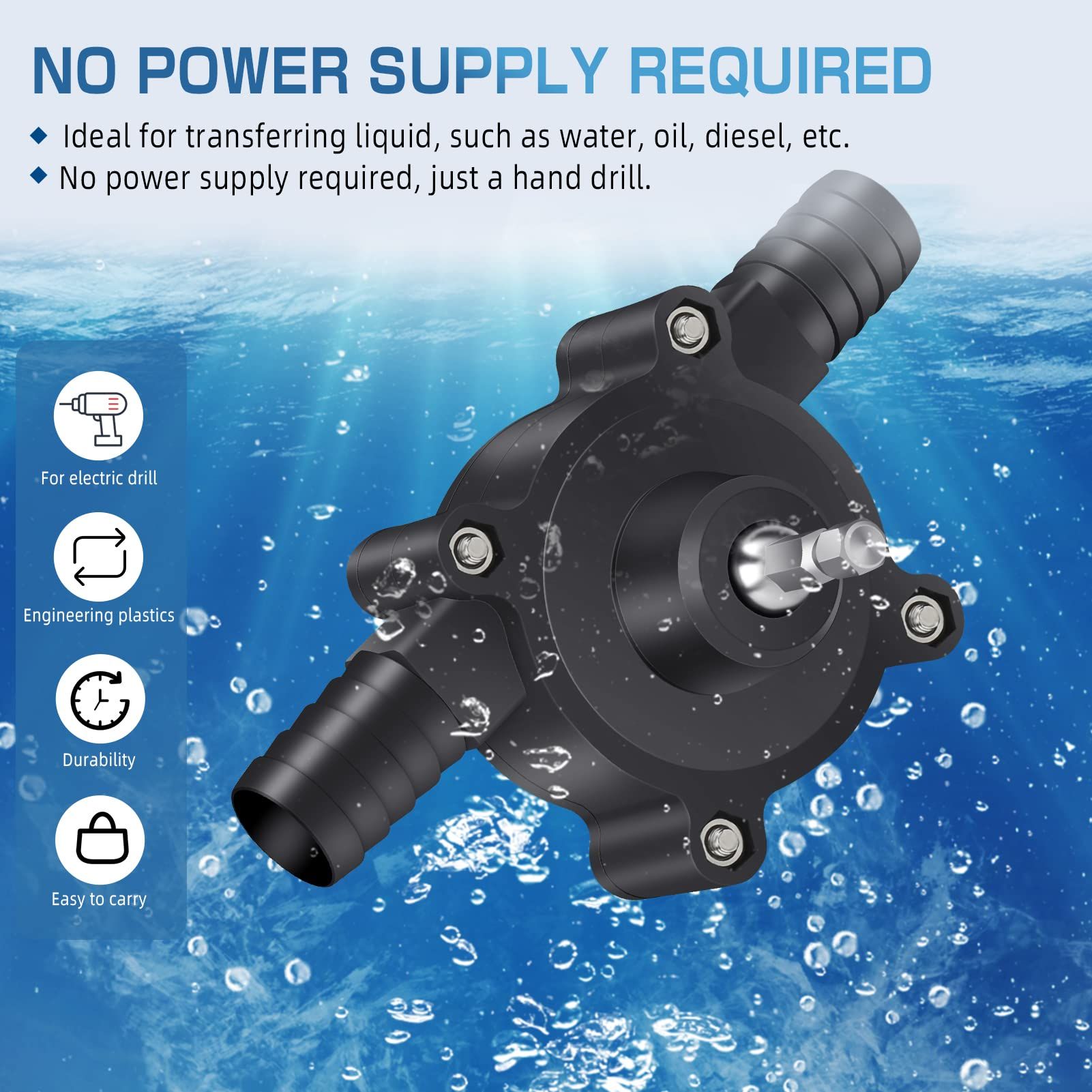 Small electric drill pump, portable hand drill power water pump, diesel engine oil liquid water, manual self-priming delivery — image 5