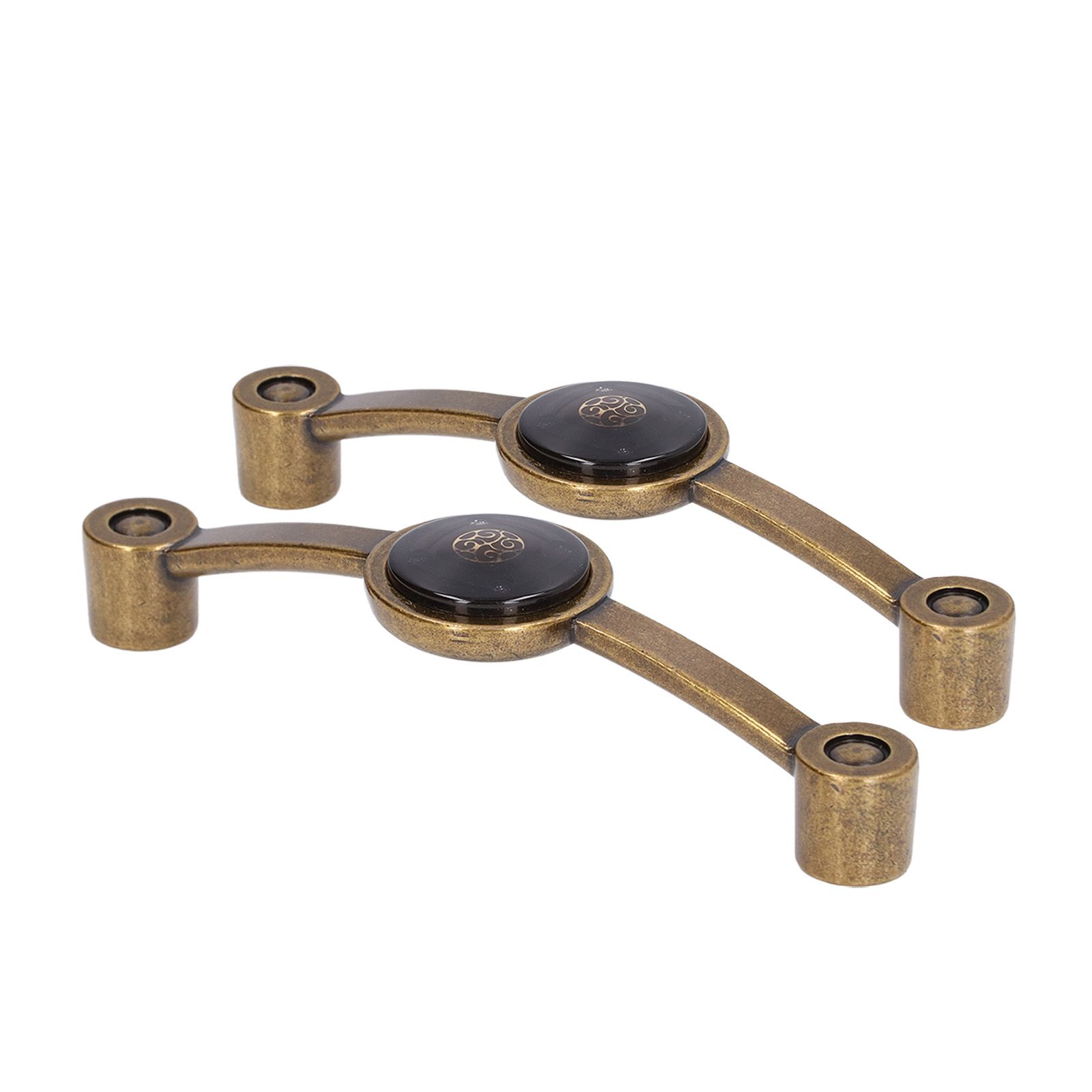 2 Pcs Zinc Alloy Antique Copper Handle European Modern Pastoral Color Acrylic Handle for Cabinet DrawerBrown โ image 3