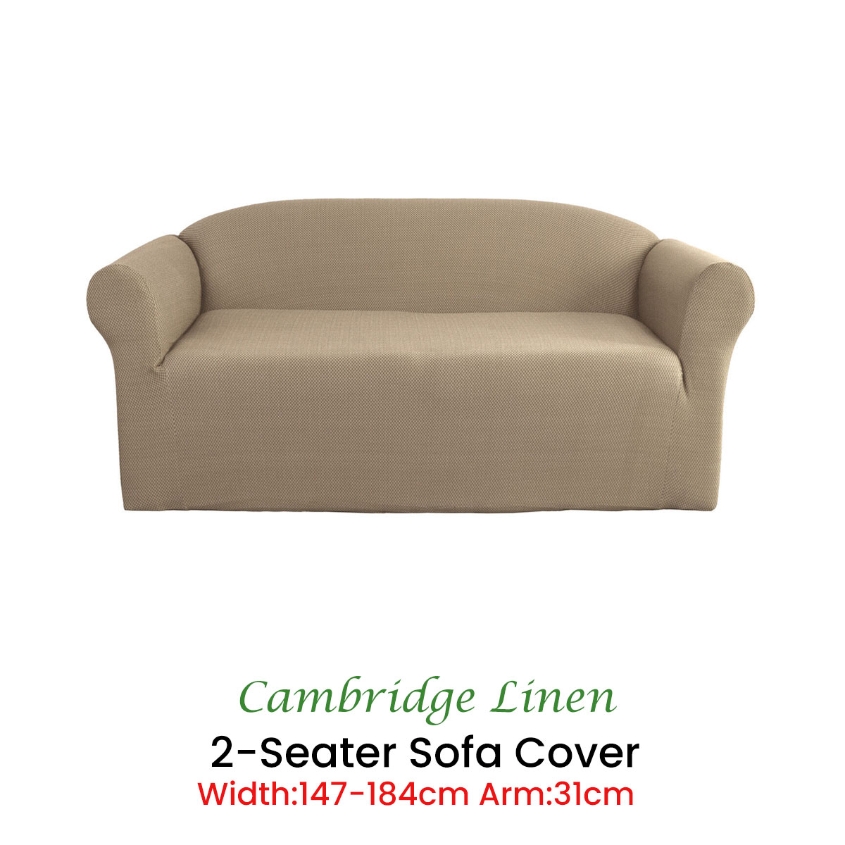 Elan Cambridge Extra-stretch Couch Cover Linen Two Seater Linen — image 2