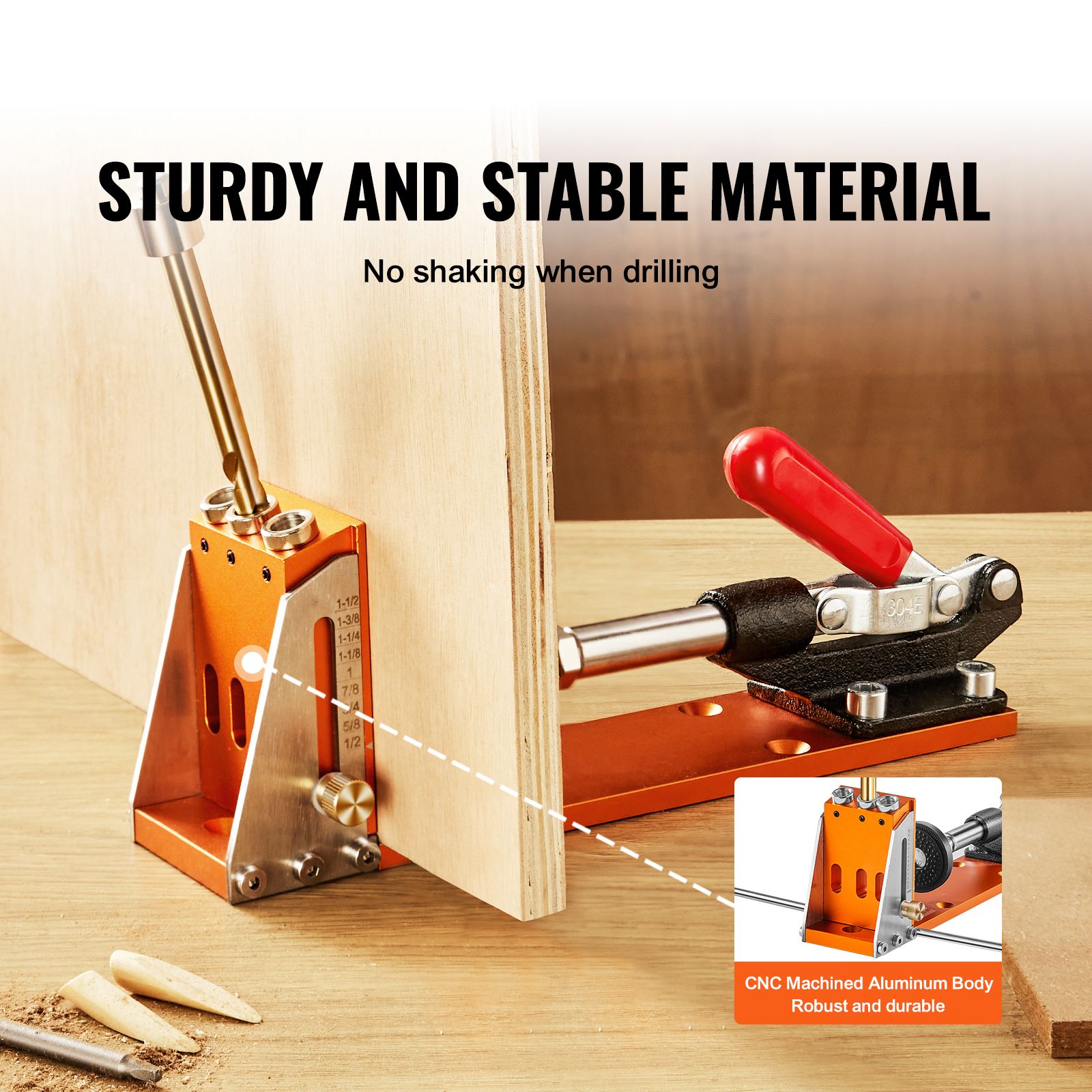 30 Pcs Pocket Hole Jig Kit, Adjustable & Easy to Use Pocket Hole Jig System with Step Drills, Wrenches, Drill Stop Rings, and Square Drive Bits, Dual Scale — image 2