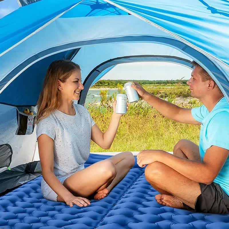 Blue Portable Outdoor Inflatable Mat - Foot-Operated Camping Sleeping Pad โ image 6