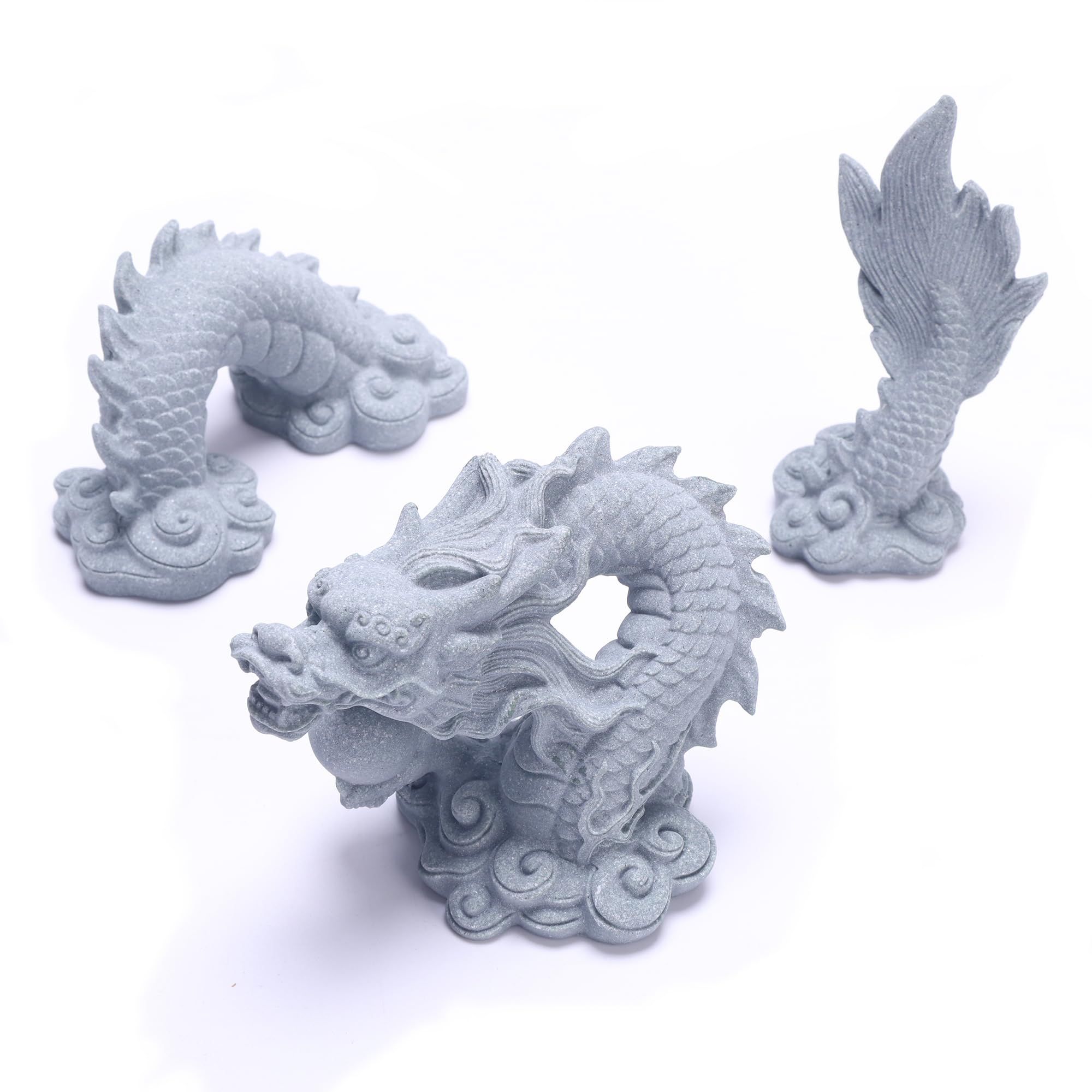 Sandstone Chinese Dragon Statue, Fish Tank Aquarium Decorations Home Office Tabletop Decor Small Accessories Ornaments