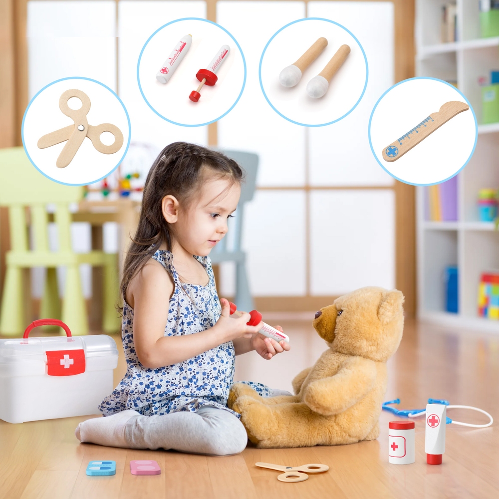 Keezi Kids Doctor Nurse Medical Case Pretend Play Set Stethoscope Medicine Toys โ image 6