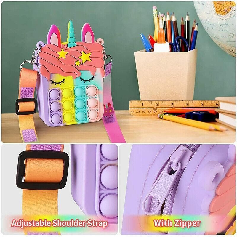 Pop It Shoulder Bag For Girls And Women Unicorn Pop Purse Bags - Rainbow — image 6