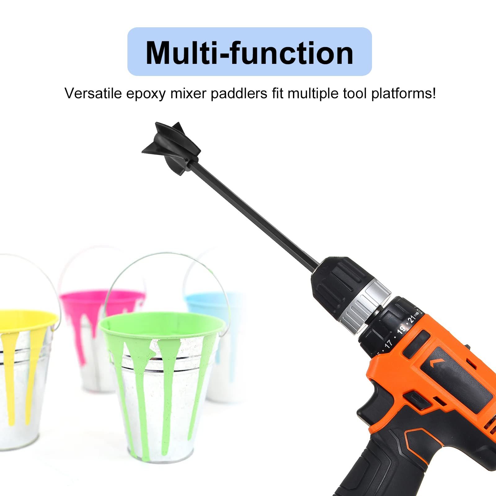 4 Pcs Epoxy Mixer Attachment for Drill to Mix Epoxy Resin Paint Ceramic Glaze and Reduce Bubbles Reusable Paint — image 3