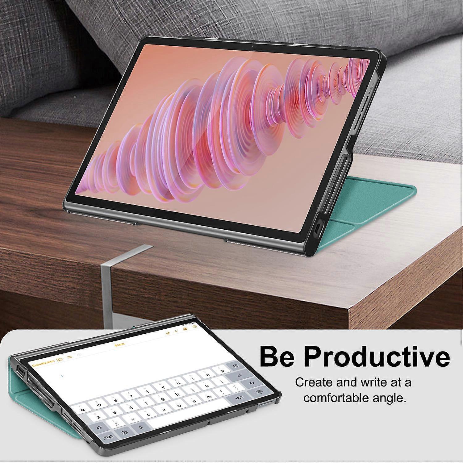 Protective Stand for Lenovo Tab Plus 11.5 inch TB351FU with Heat Dissipation in Leather Blackish Green โ image 2